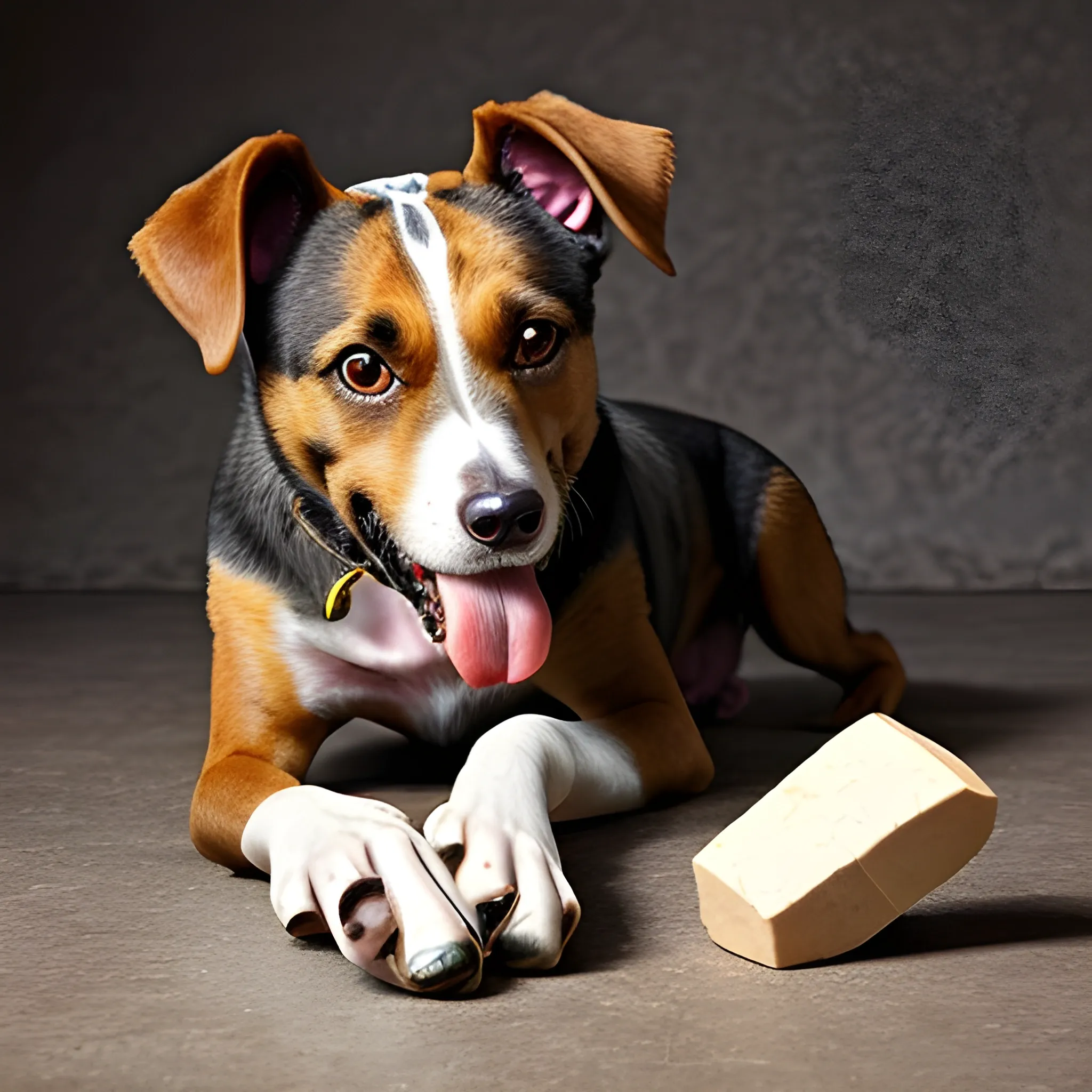 dog bites a bone