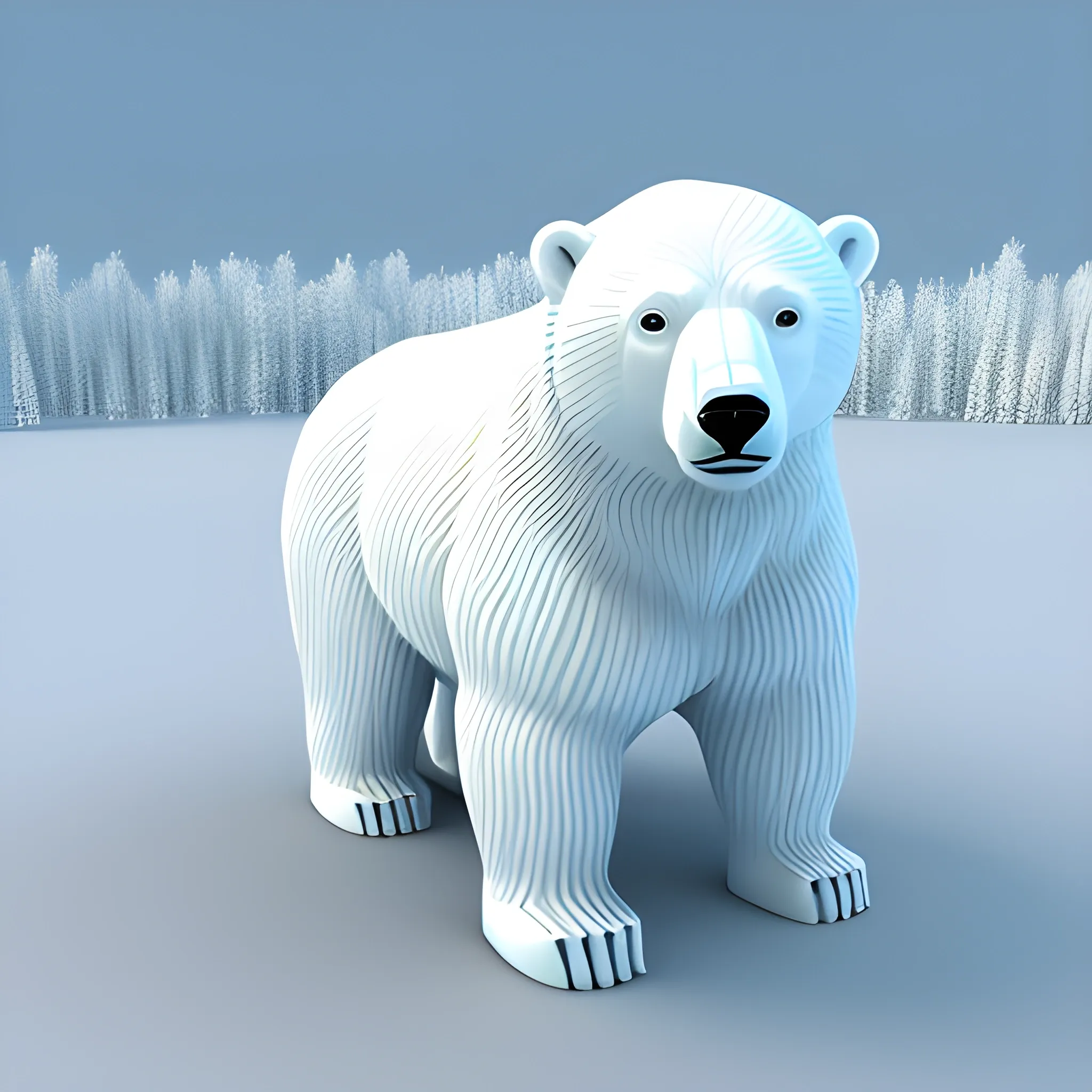 polar bear with hat, 3D