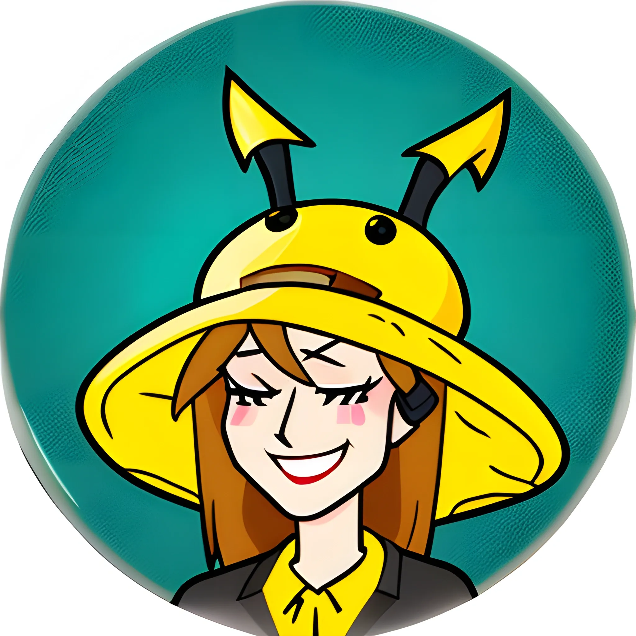 a little cute girl with a yellow hat on her head, a picture, discord emoji
, Cartoon