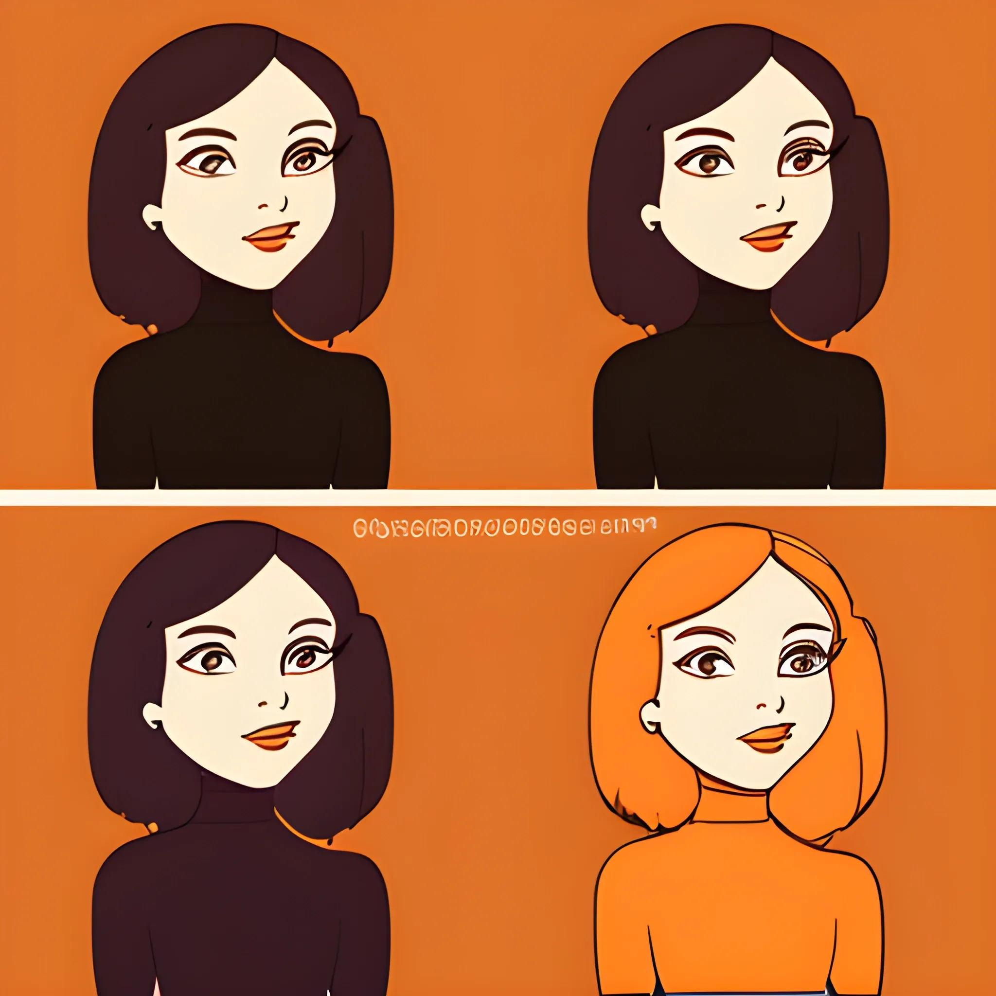 Width 700px, height 250px, the left is the text "photo", the right is a beautiful woman, cartoon style, the whole picture background is a gradual change of color, the top is dark orange, the bottom is light orange, the color transition is uniform