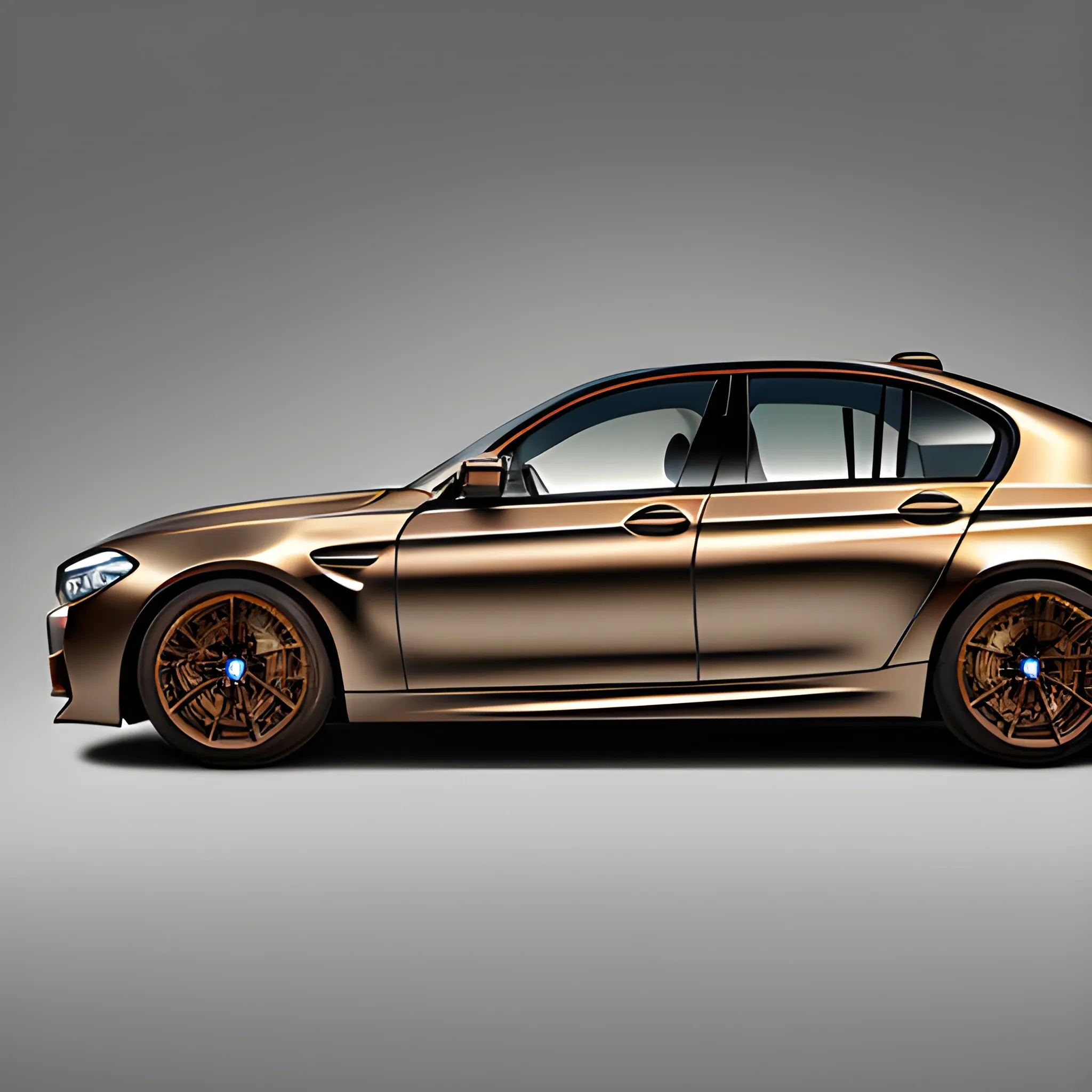 A metallic Bronze Bmw M5 e60 with no background, Cartoon