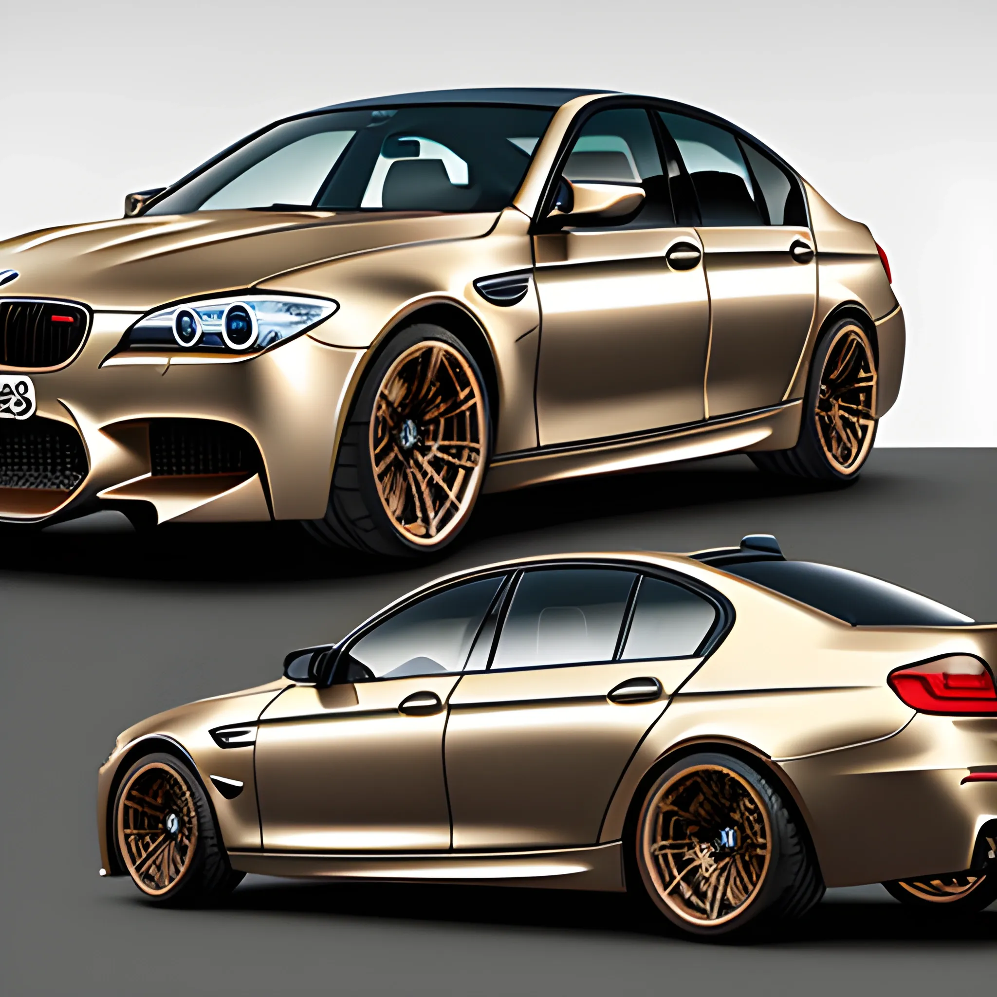 A metallic Bronze Bmw M5 e60 with no background, Cartoon