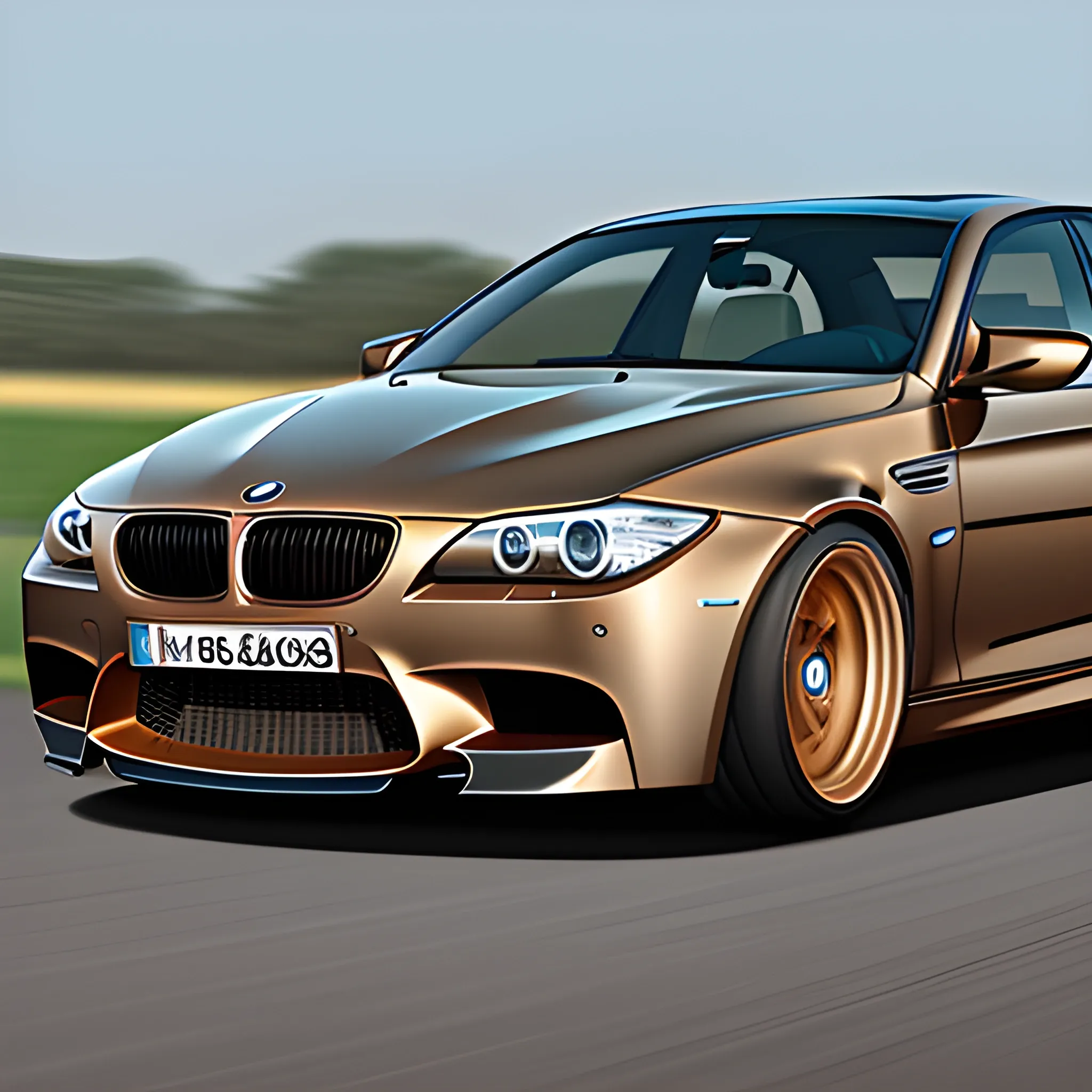 A metallic Bronze Bmw M5 e60 with no background, Cartoon