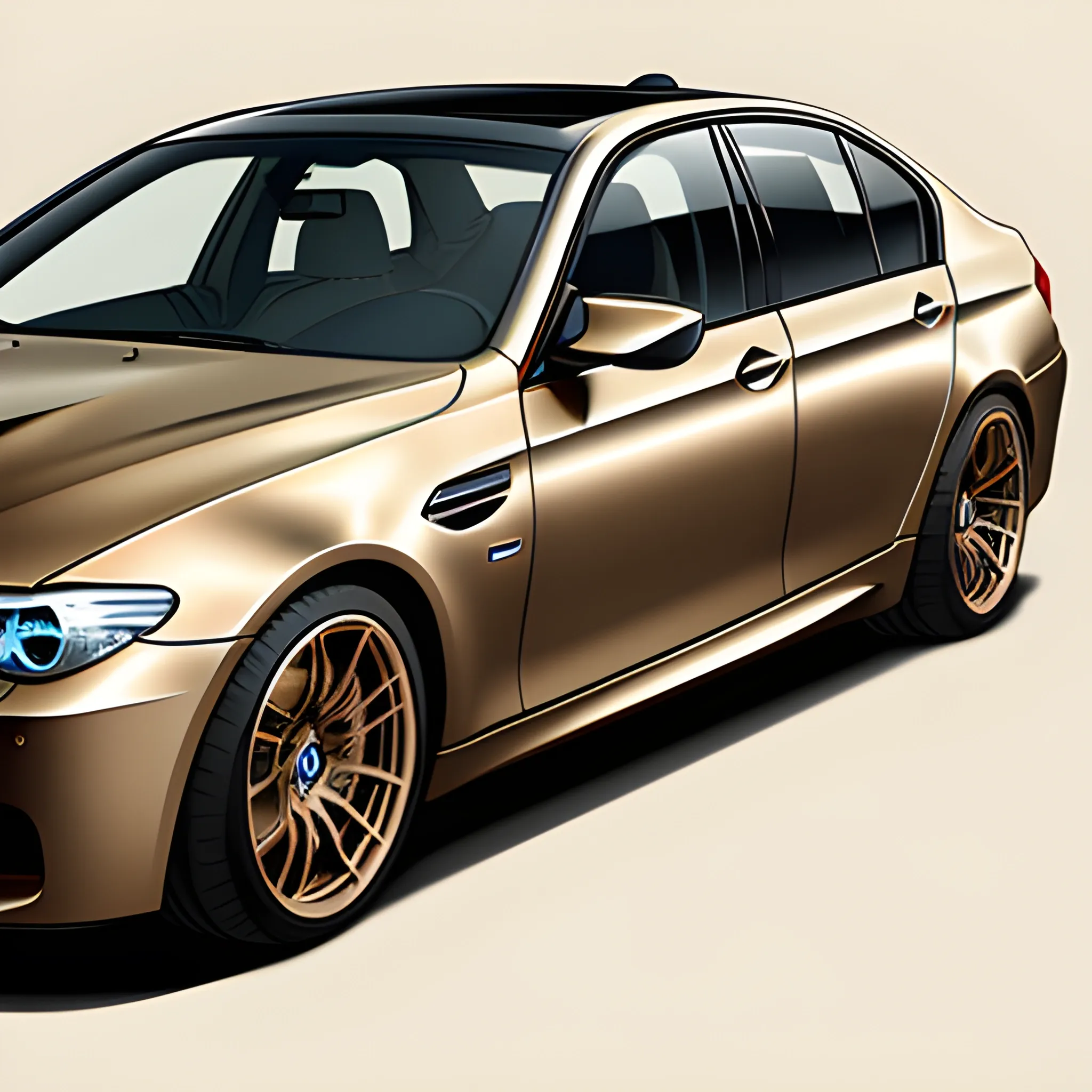 A metallic Bronze Bmw M5 e60 with no background, Cartoon