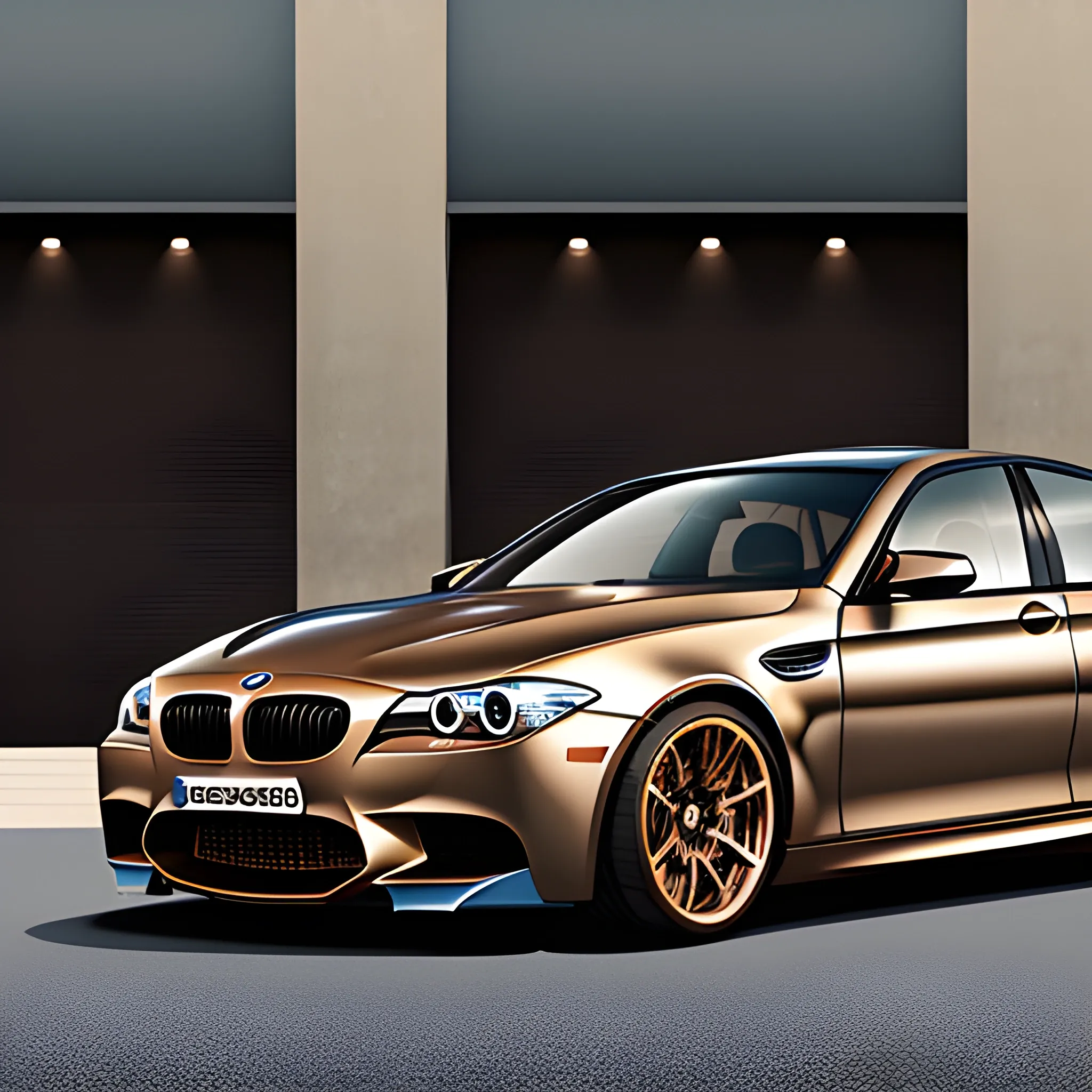 A metallic Bronze Bmw M5 e60 with no background, Cartoon