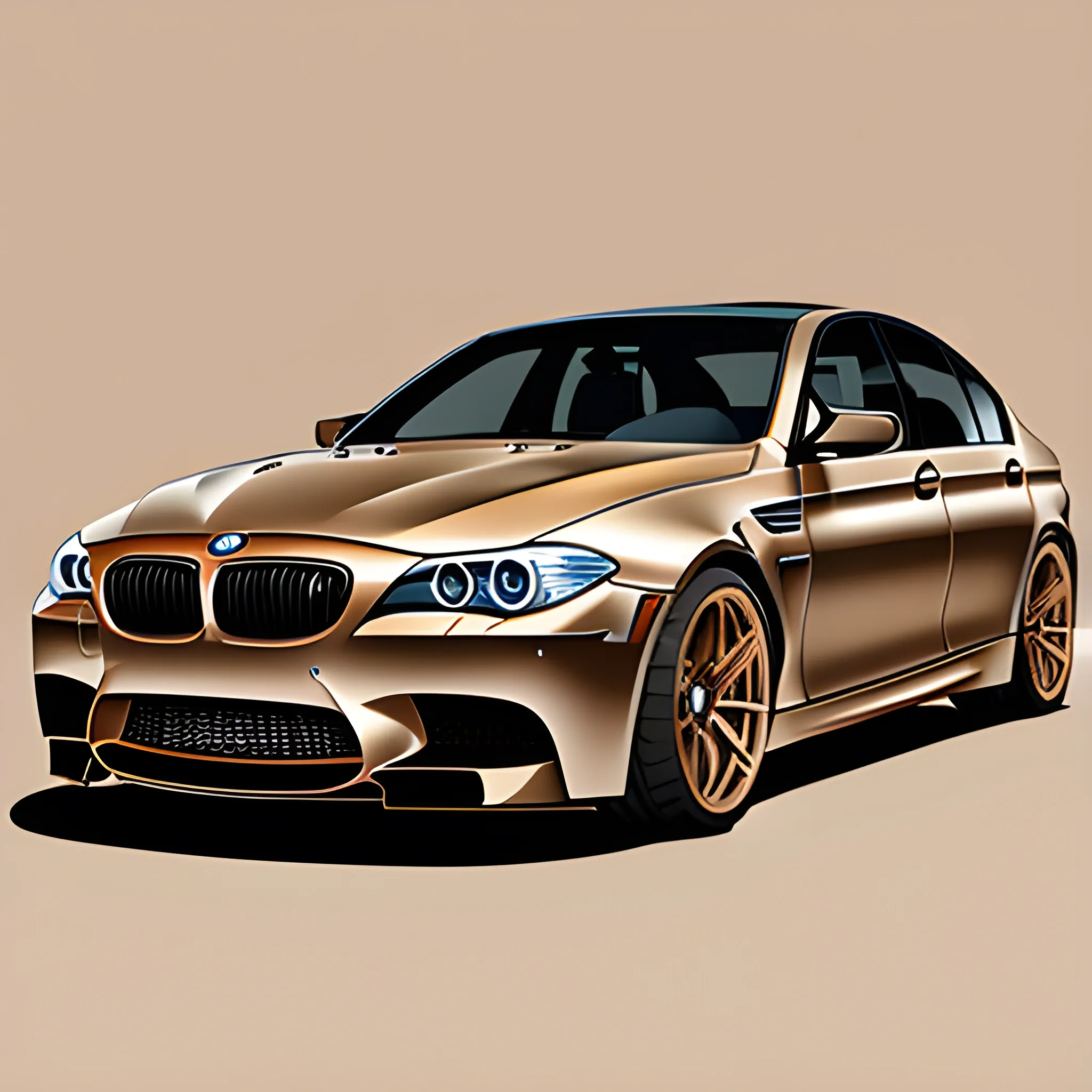 A metallic Bronze Bmw M5 e60 with no background, Cartoon