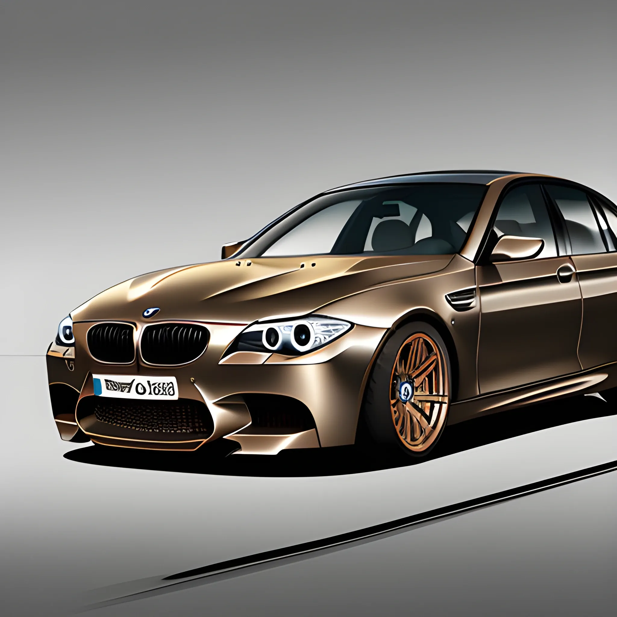 A metallic Bronze Bmw M5 e60 with no background, Cartoon - Arthub.ai