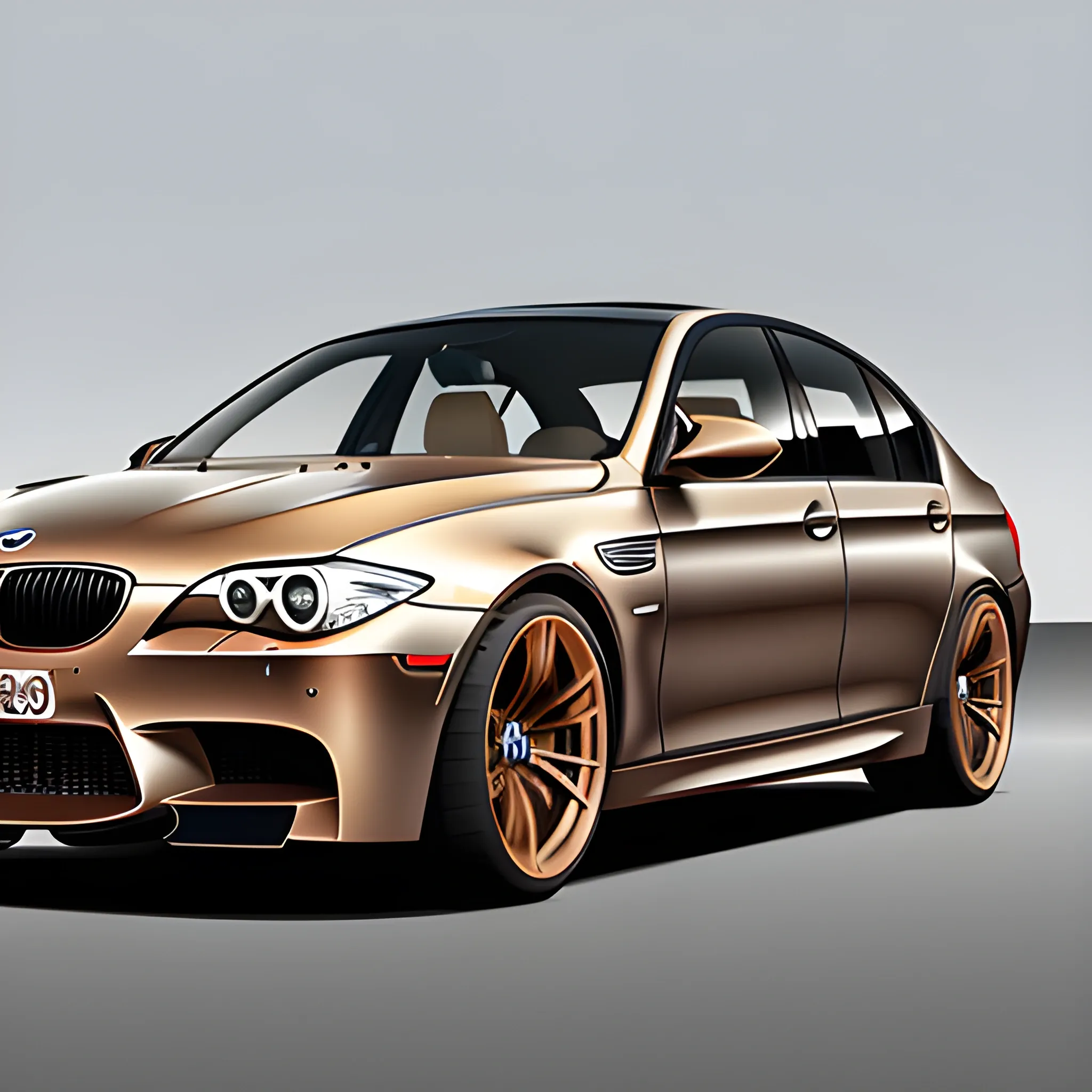 A metallic Bronze Bmw M5 e60 with no background, Cartoon