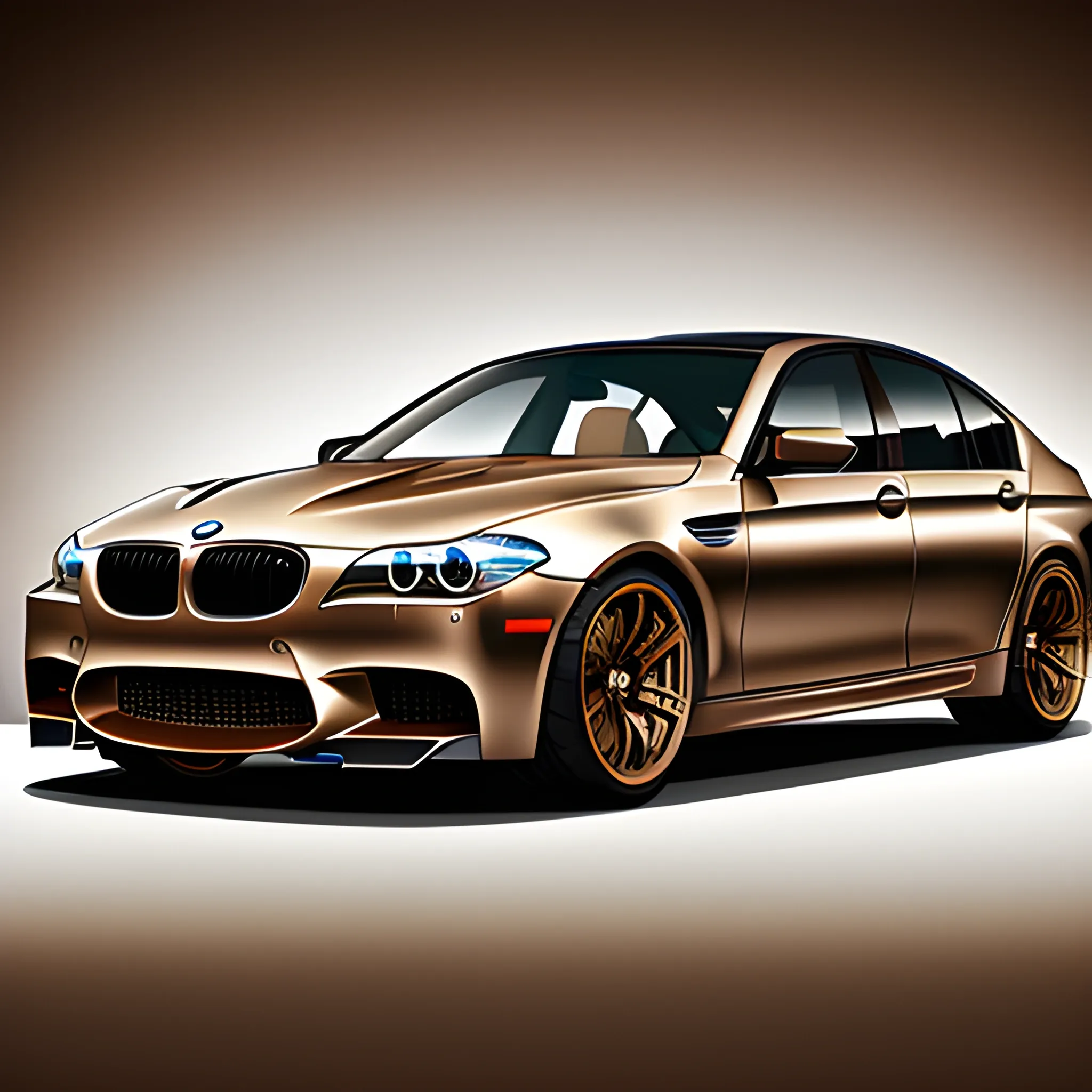 A metallic Bronze Bmw M5 e60 with no background, Cartoon - Arthub.ai