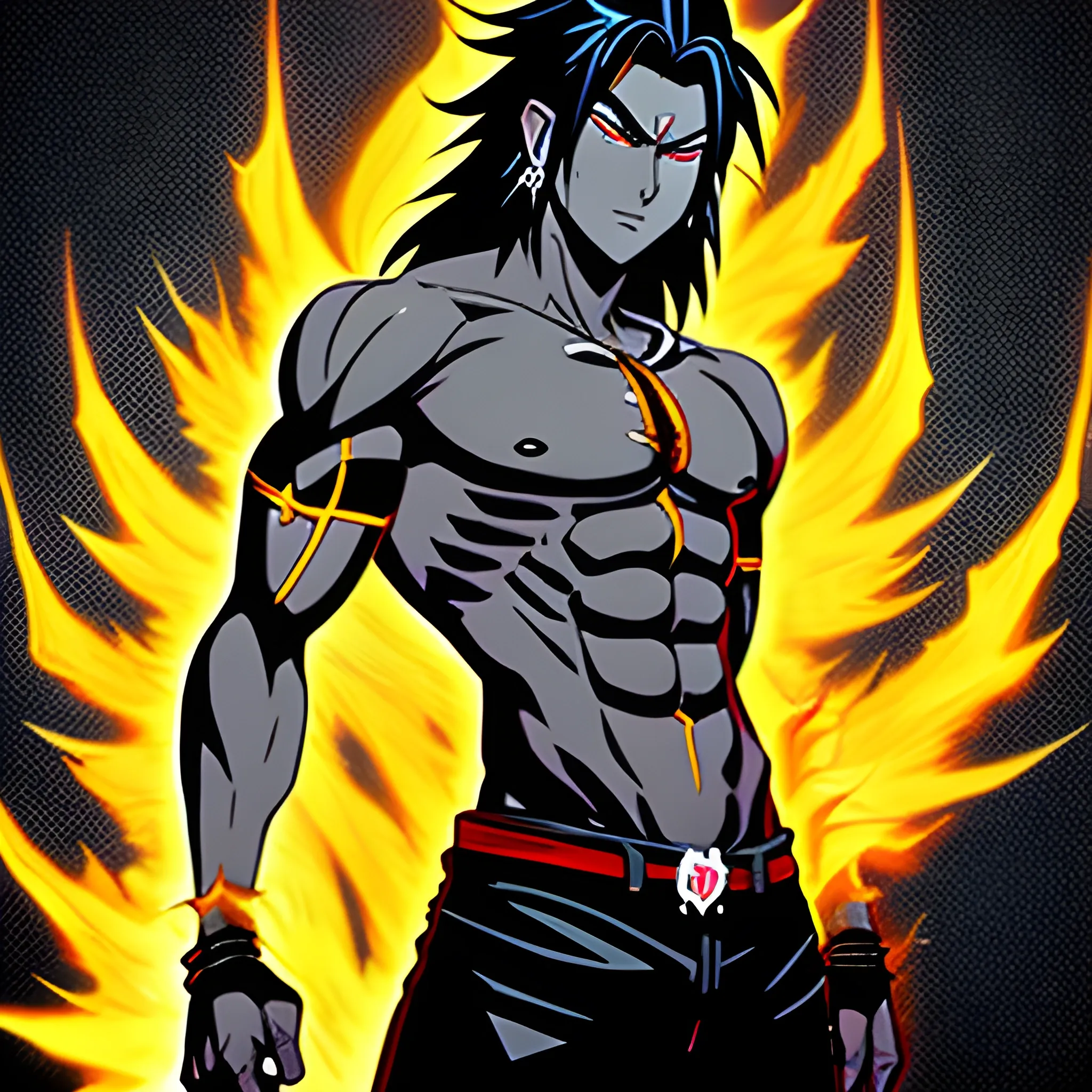 Anime style, male protegonist, black hair, blus flames, Indian, highschooler, Shiva, young, human.