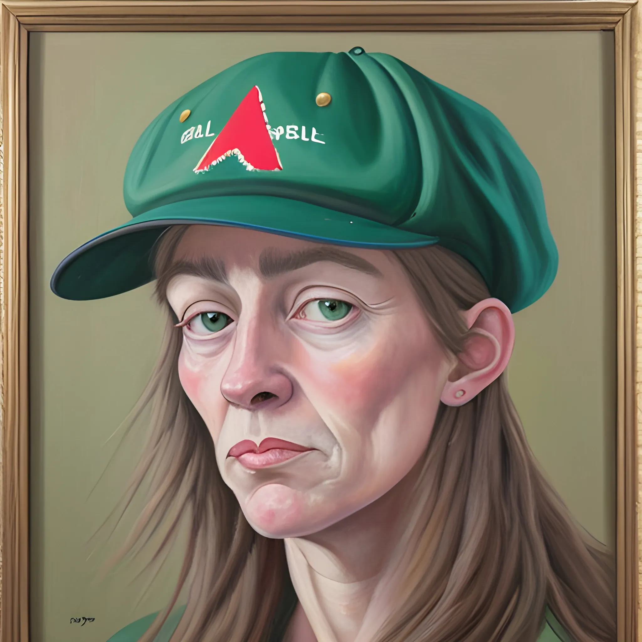  Oil Painting,
marjorie taylor green, ugly, dyke, maga hat 
