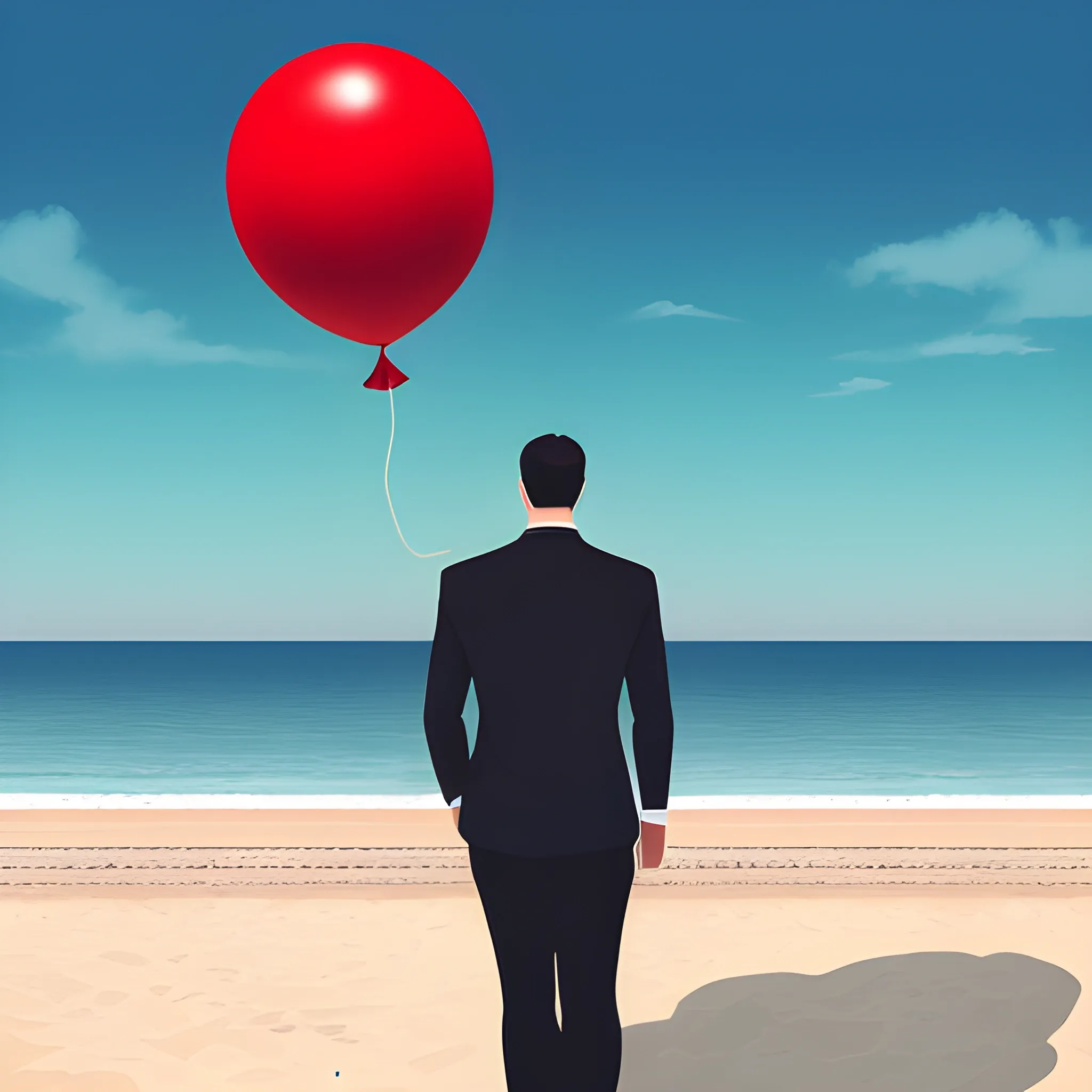 
**A little boy stands on the beach with his back to us, holding onto an elegant red balloon that floats in front of him, against the backdrop of sea and sky, minimalism, flat illustration, in the style of Jizehaoi, trending art station, digital art, distant view, wide angle, panorama, ultrawide shot, super detail, high resolution --ar 51:64**
, Water Color 