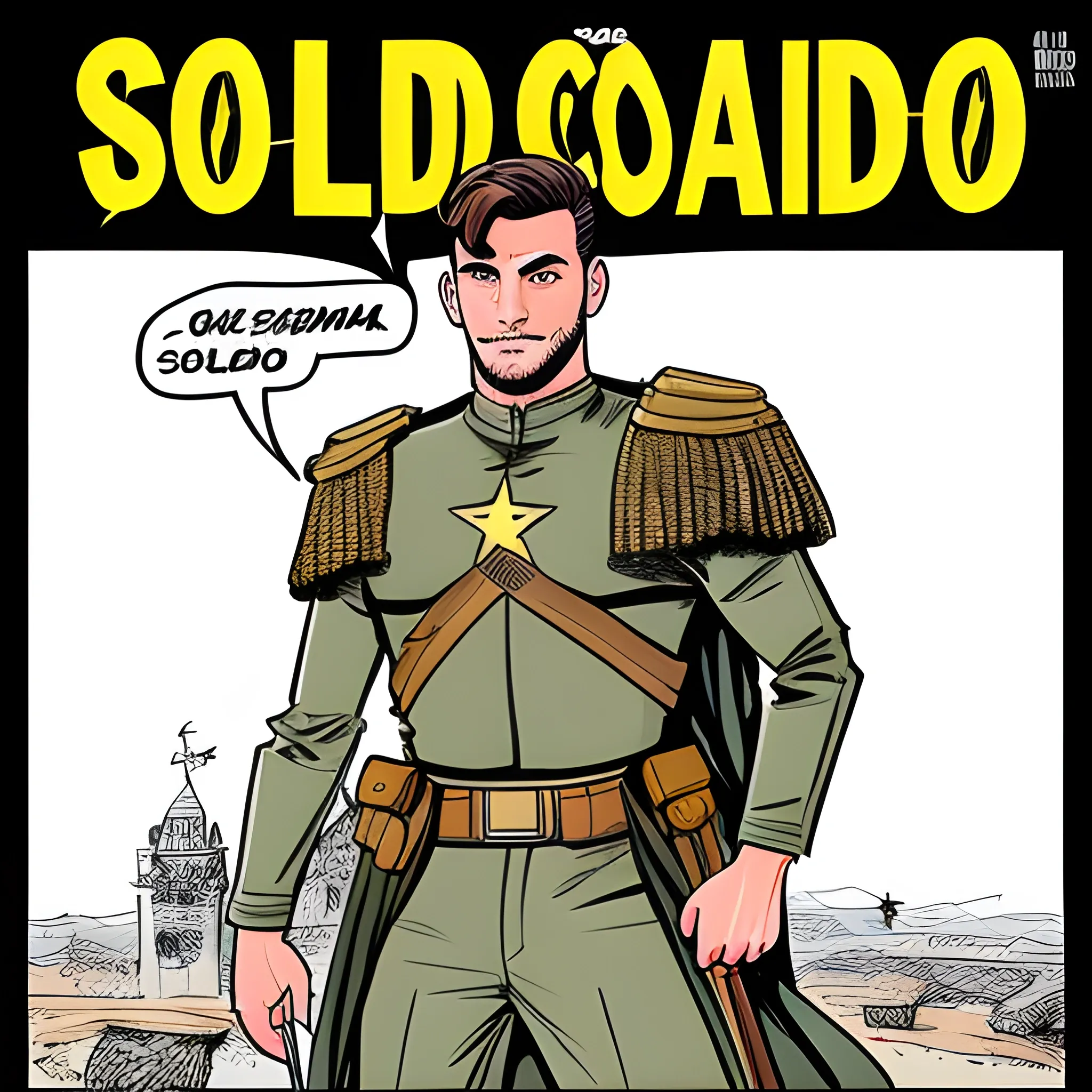 Soldado romano de cuerpo entero estilo comic