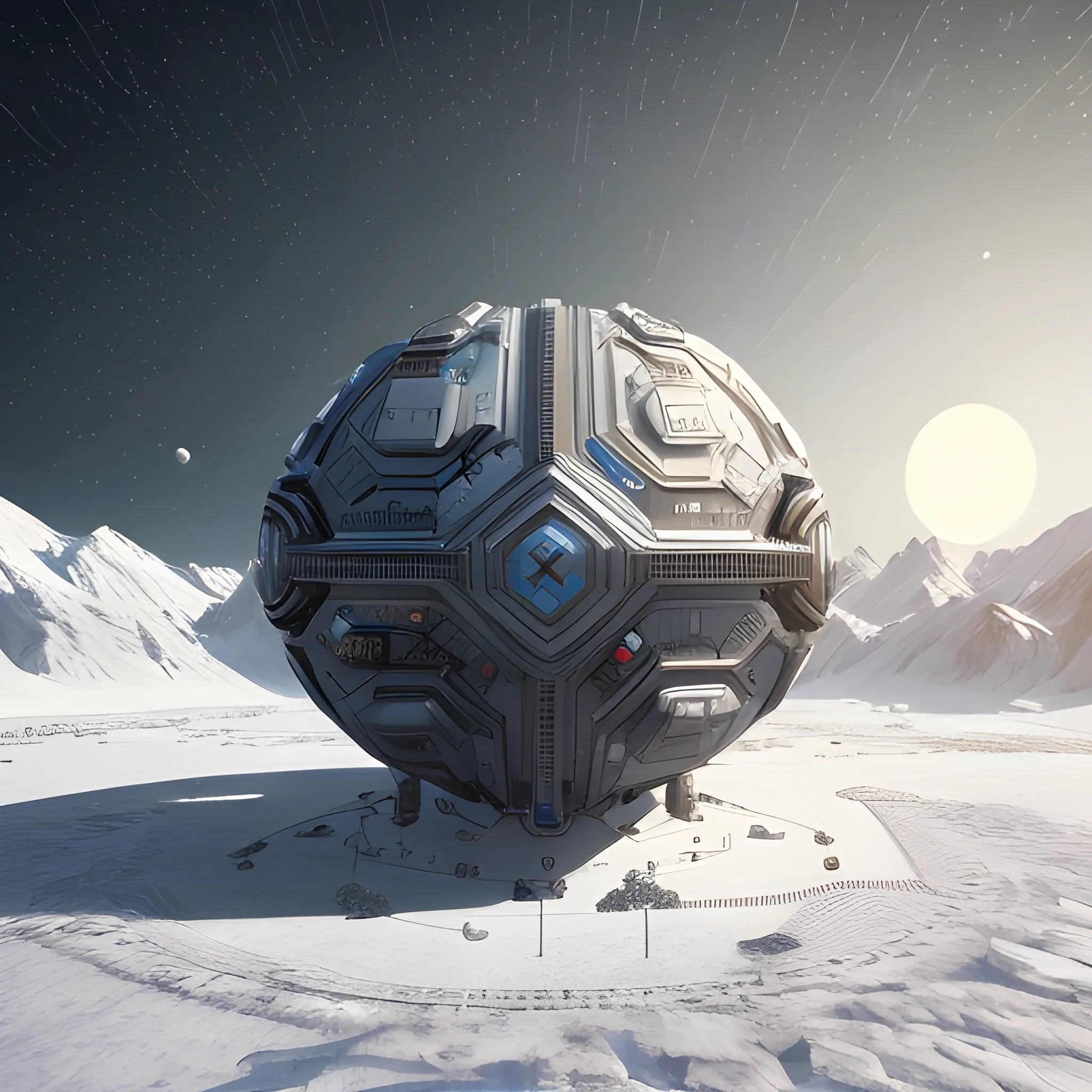 Clear close -up, in front of the silver moonlight on the snow background, the huge and vibrant arranged and neatly arranged long energy storage systems, the loss of science fiction is distorted. 3D Game Cinematic Feel, Epic 3D Videogame Graphics, Intricately Detailed, 8K Resolution, Dynamic Lighting, Unreal Engine 5, CryEngine, Trending on ArtStation, HDR, 3D Masterpiece, Unity Render, Perfect Composition, 3D