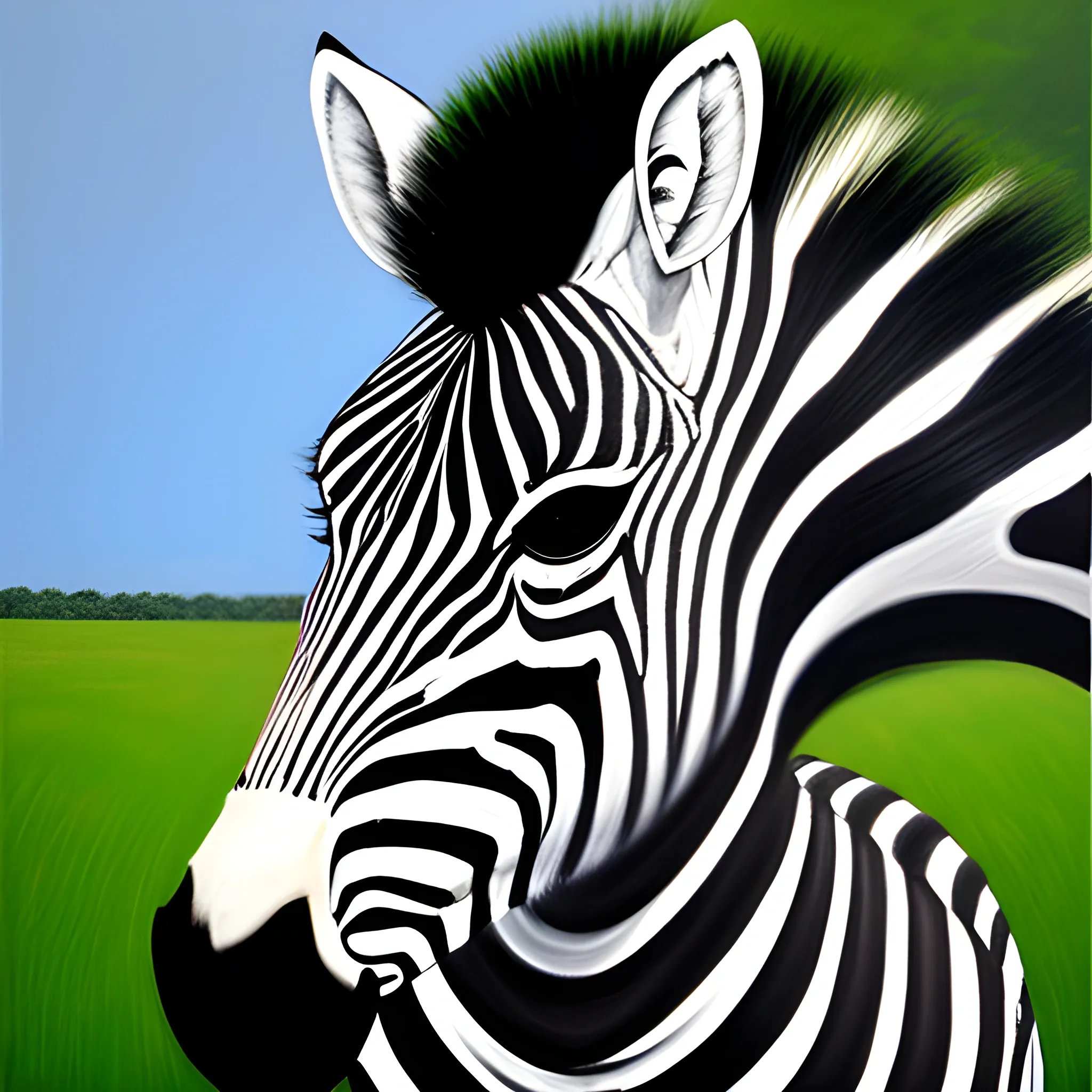 zebra , Oil Painting, Cartoon