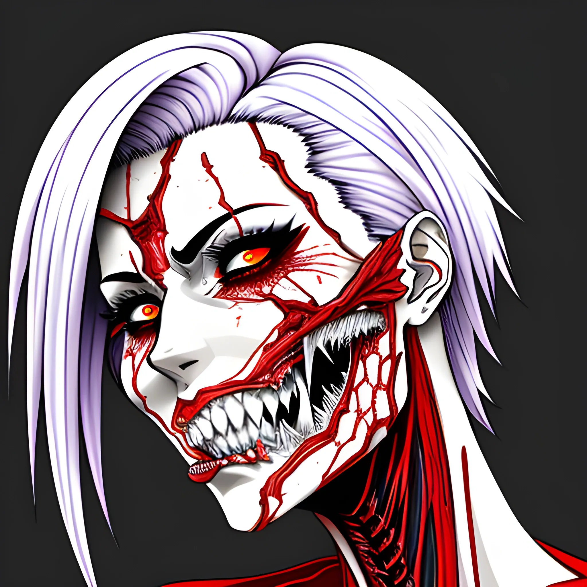 anime girl jaw ripped off, Gore