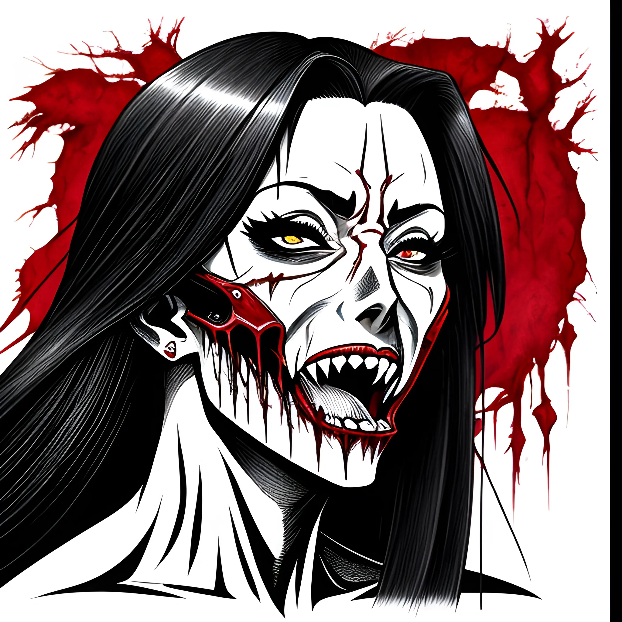 Drawing of an anime girl getting her jaw ripped off of her face, Gore, Album Cover