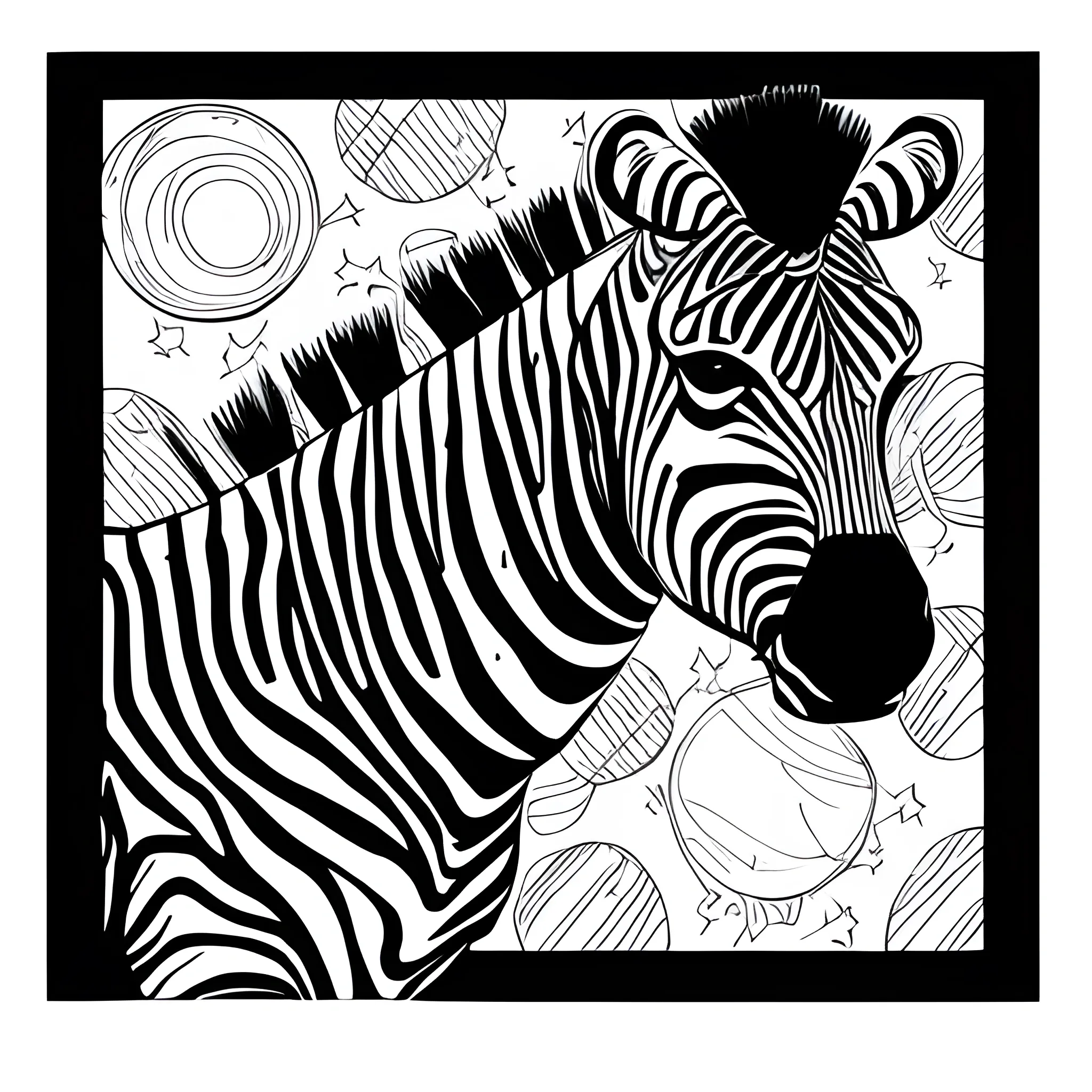 robot coloring book page with zebras
