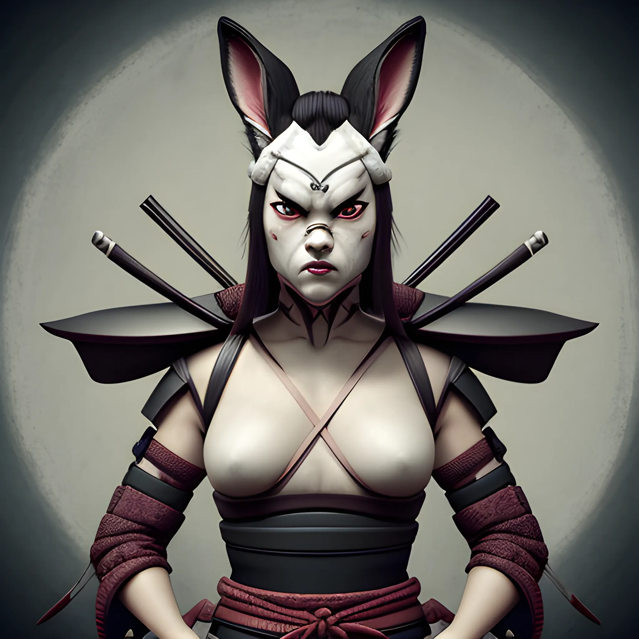 A fox-woman dressed as a samurai angry and fighting ninja rabbits in feudal Japan.  realistic, stunning realistic photograph, 3d render, octane render, intricately detailed, cinematic, trending on artstation, Centered hipereallistic cover photo, awesome full color, hand drawn, dark, gritty, erte 12k, high definition, cinematic, neoprene, behance contest winner, portrait featured on unsplash, stylized digital art, smooth, ultra high definition, 8k, unreal
