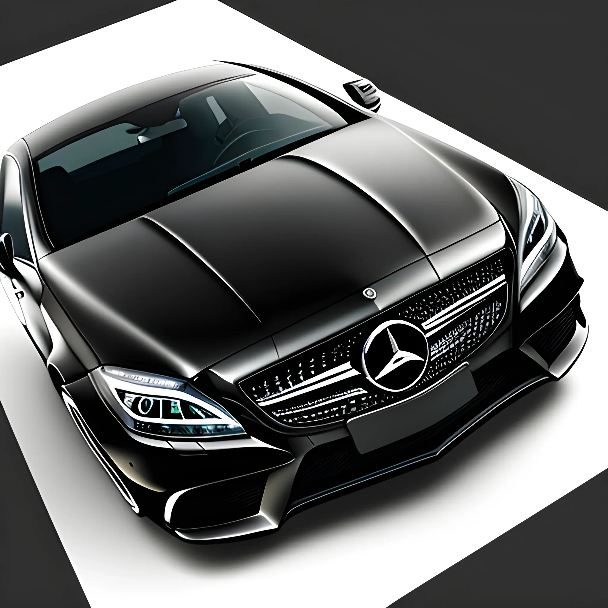 A black Mercedes Benz CLS w218 with no background, Cartoon

