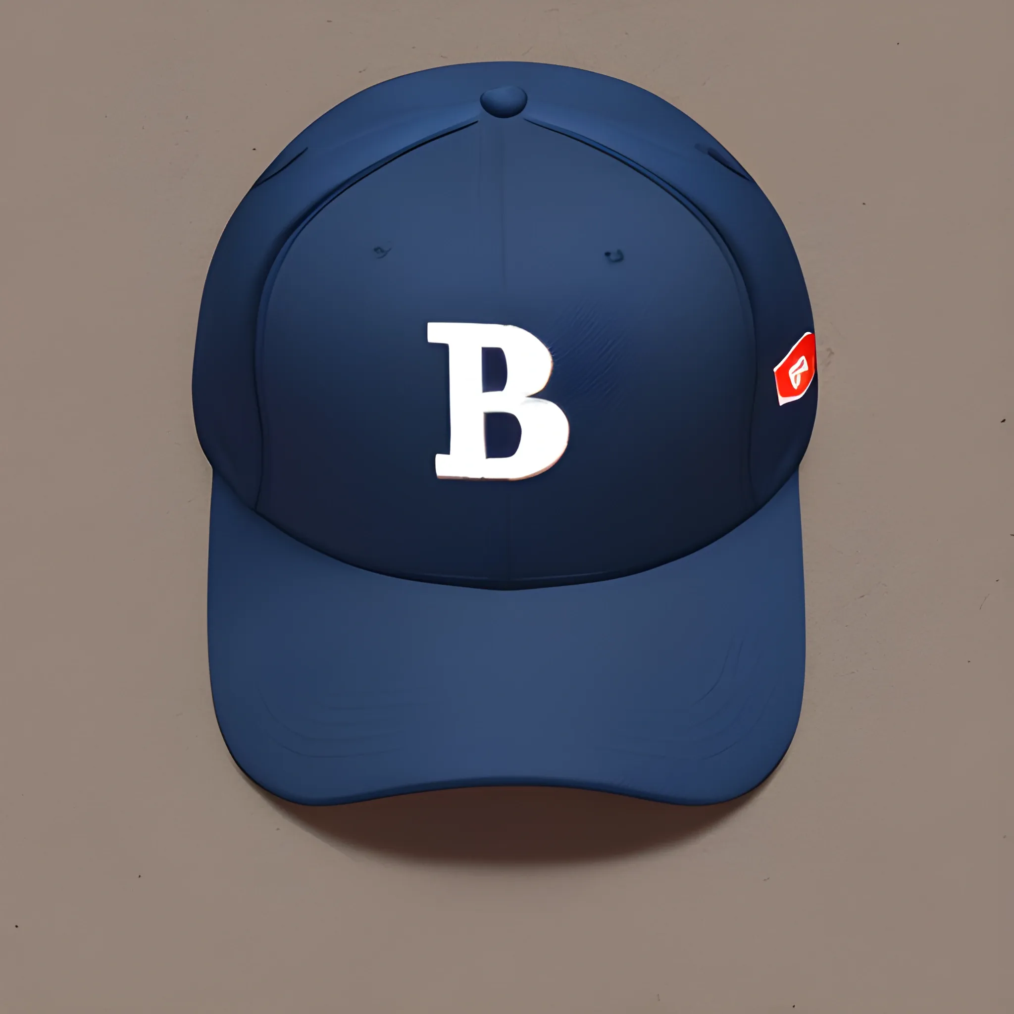 gorra con Logo de 2 letras estilo urbano pero simple en color rojo, azul negro y blanco
, 3D