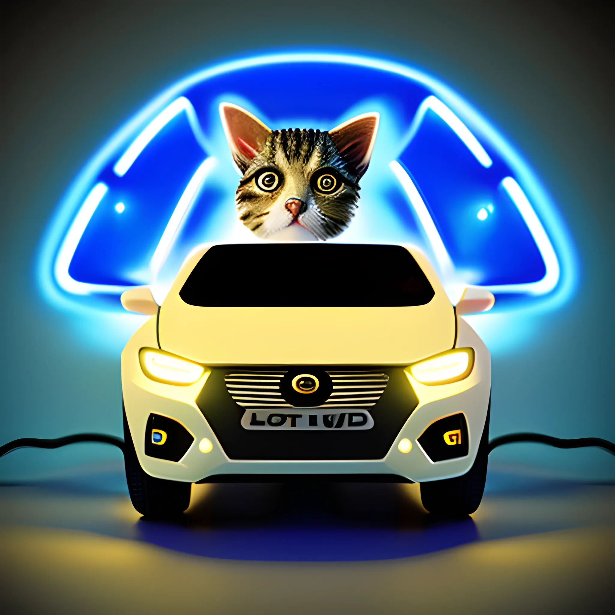 led light, car, cat, 3D, logo - Arthub.ai