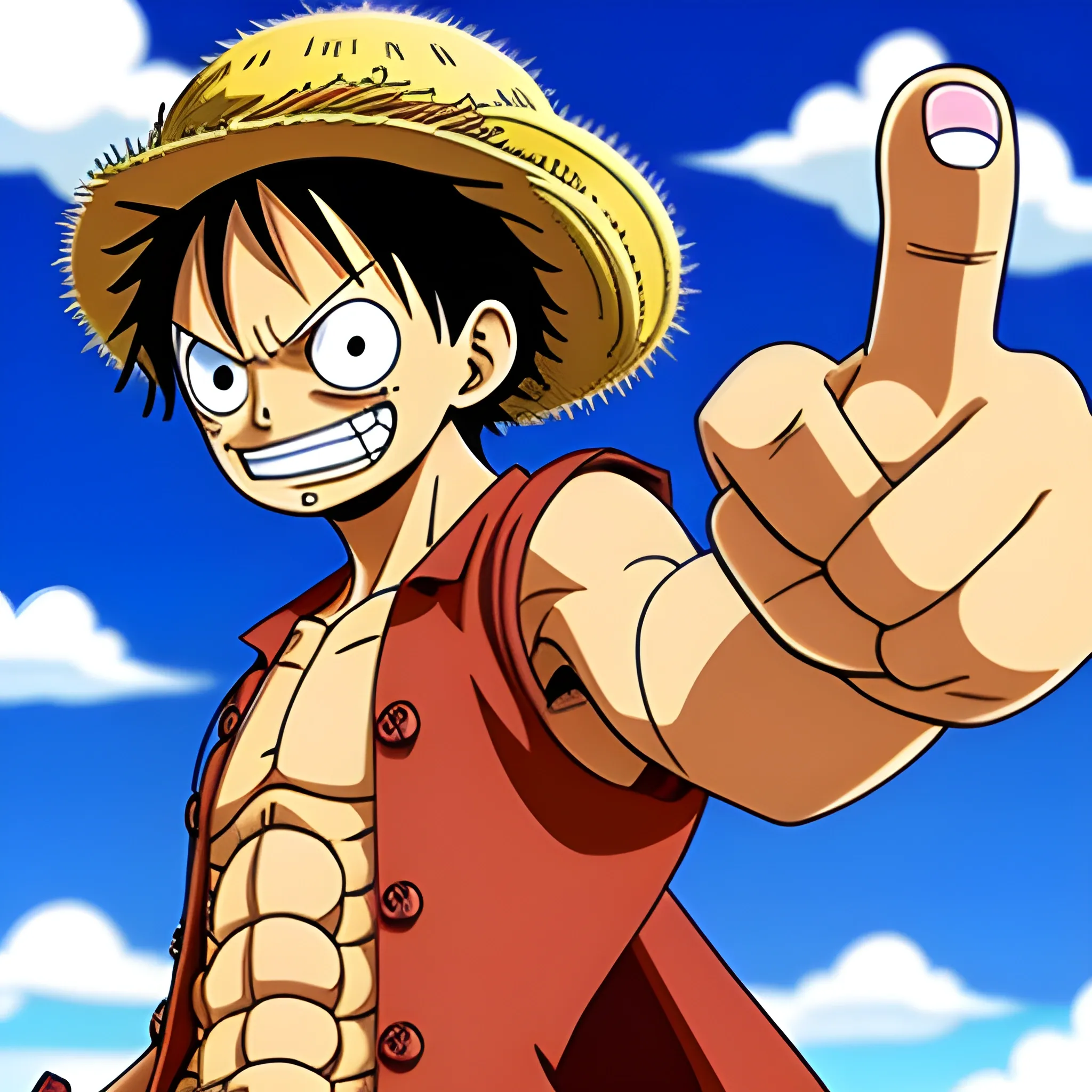 Luffy one piece side view angry fist balled, Cartoon - Arthub.ai