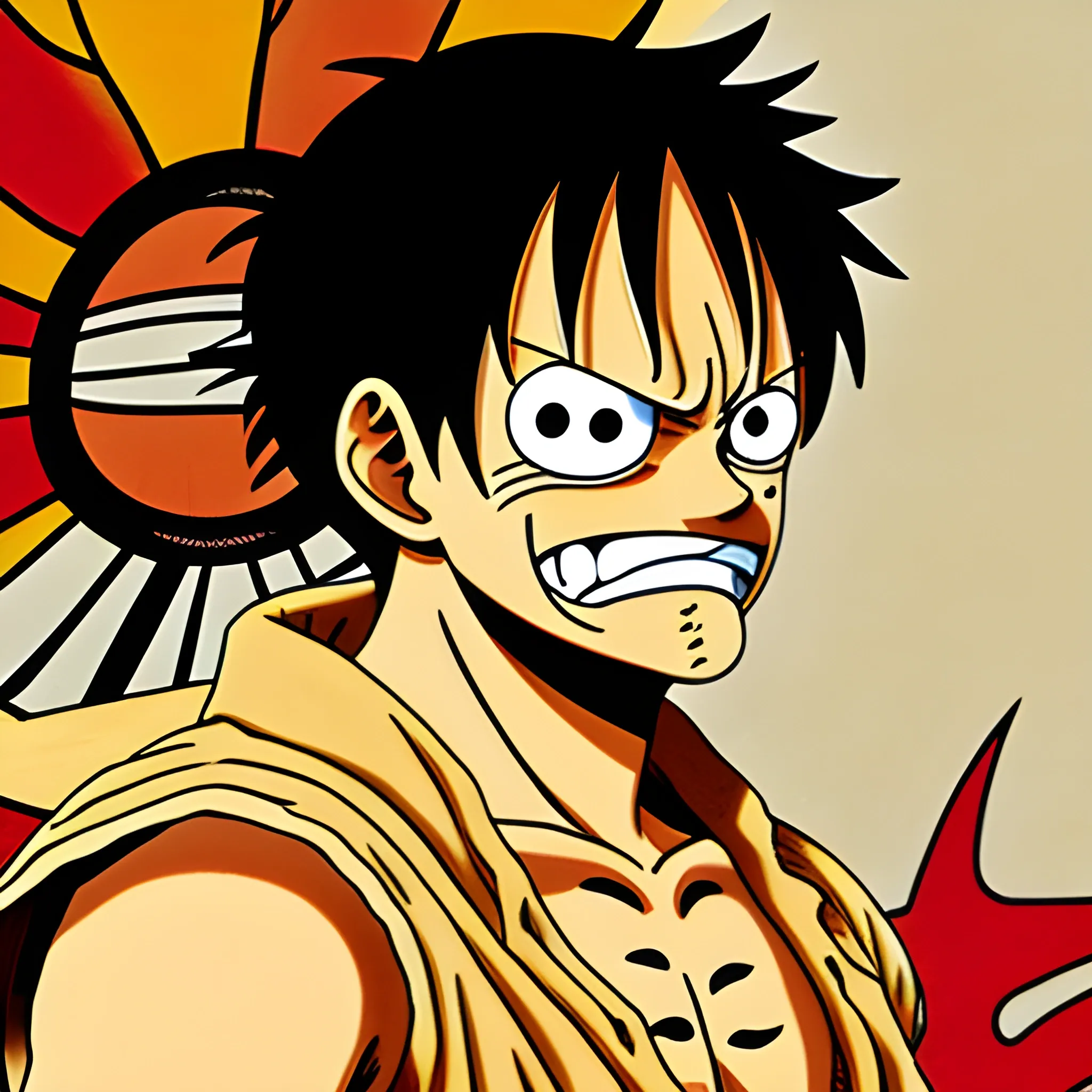 Luffy one piece side profile angry, Cartoon anime