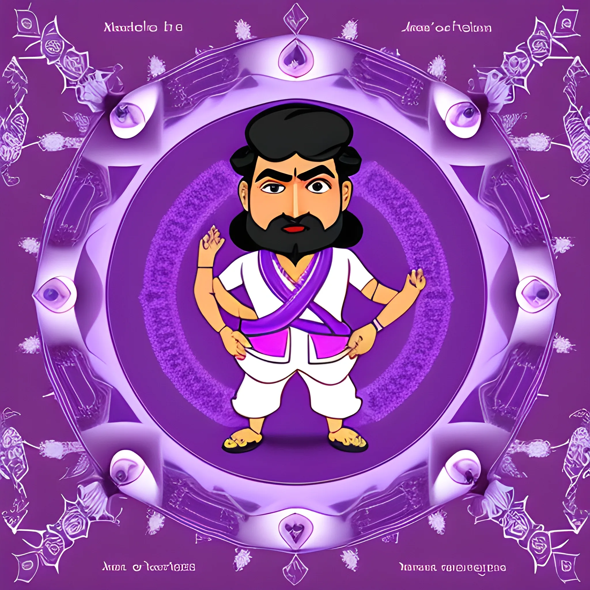 Act as a to drwan cartoon of manoad with purple colour mentioned with name MONAD EVERY PICTURE 