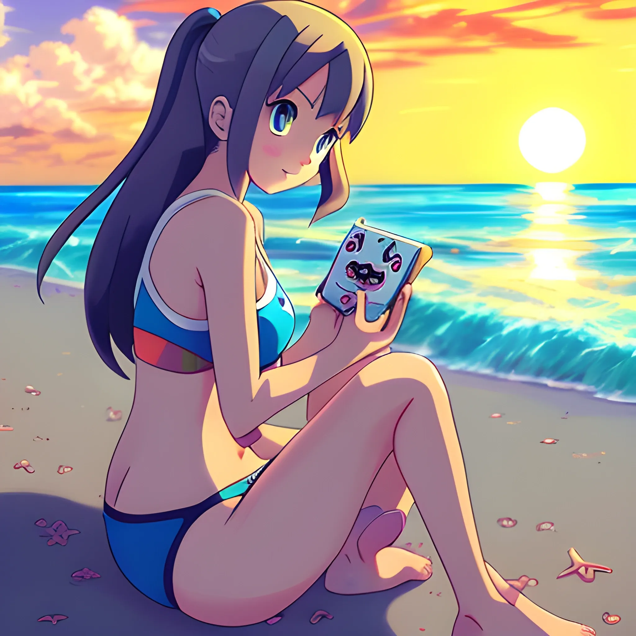 Anime,beach, pokemon, woman cute, cartoon, summer

