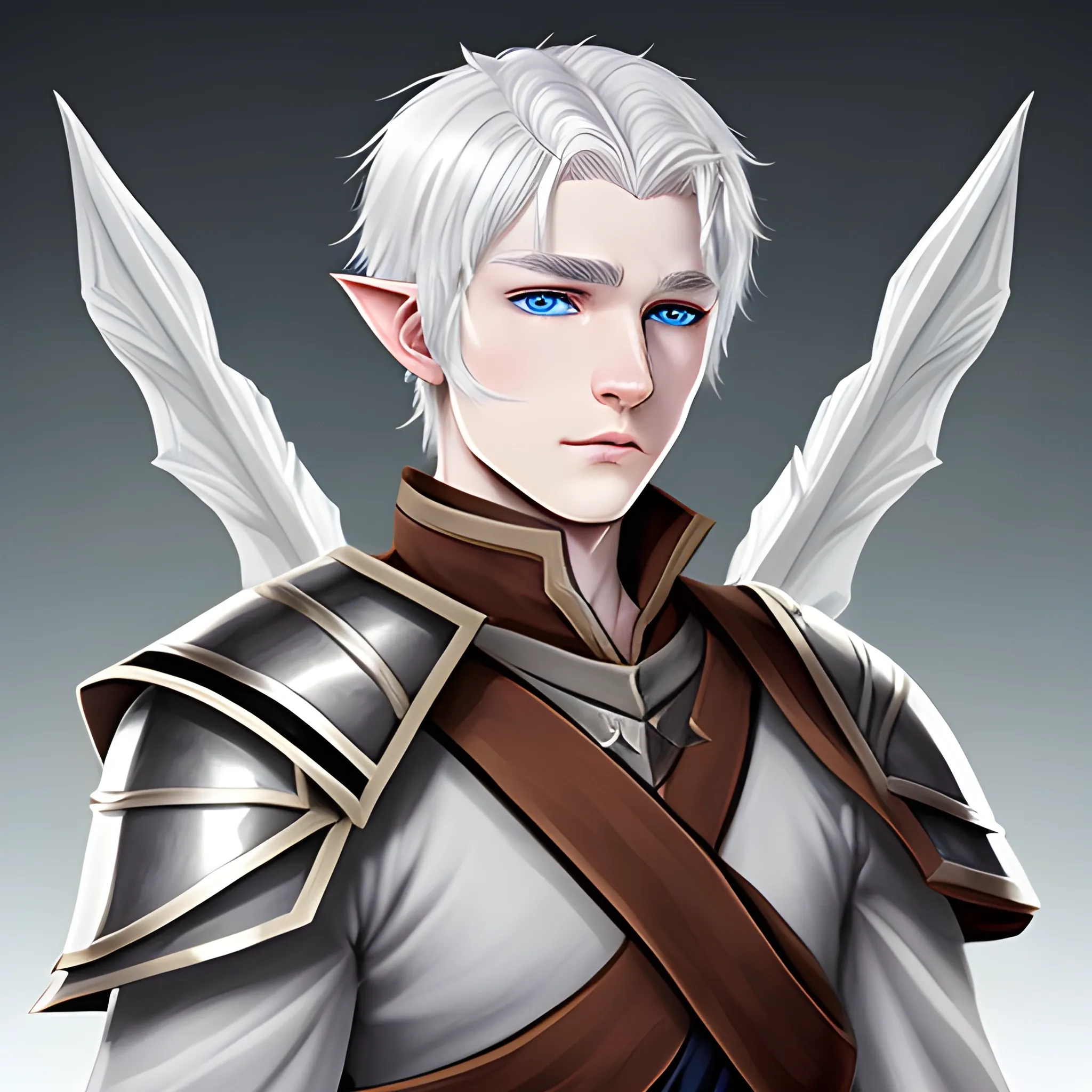 dungeons and dragons male half-elf paladin white hair pale skin ...