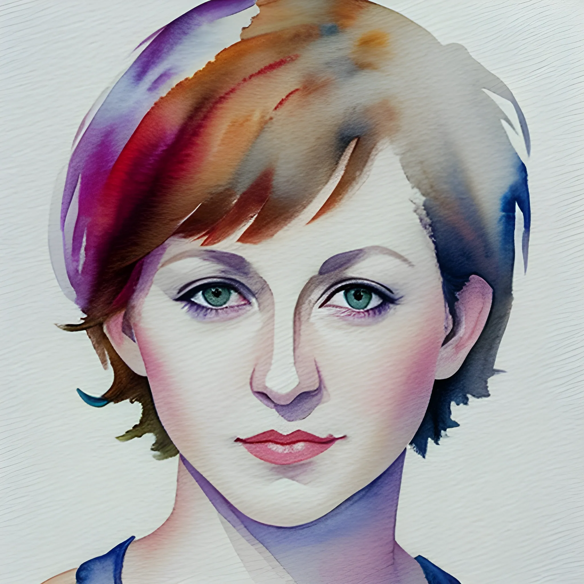 Based on Sonja Gerhardt, short hair, facing slightly left, Water Color