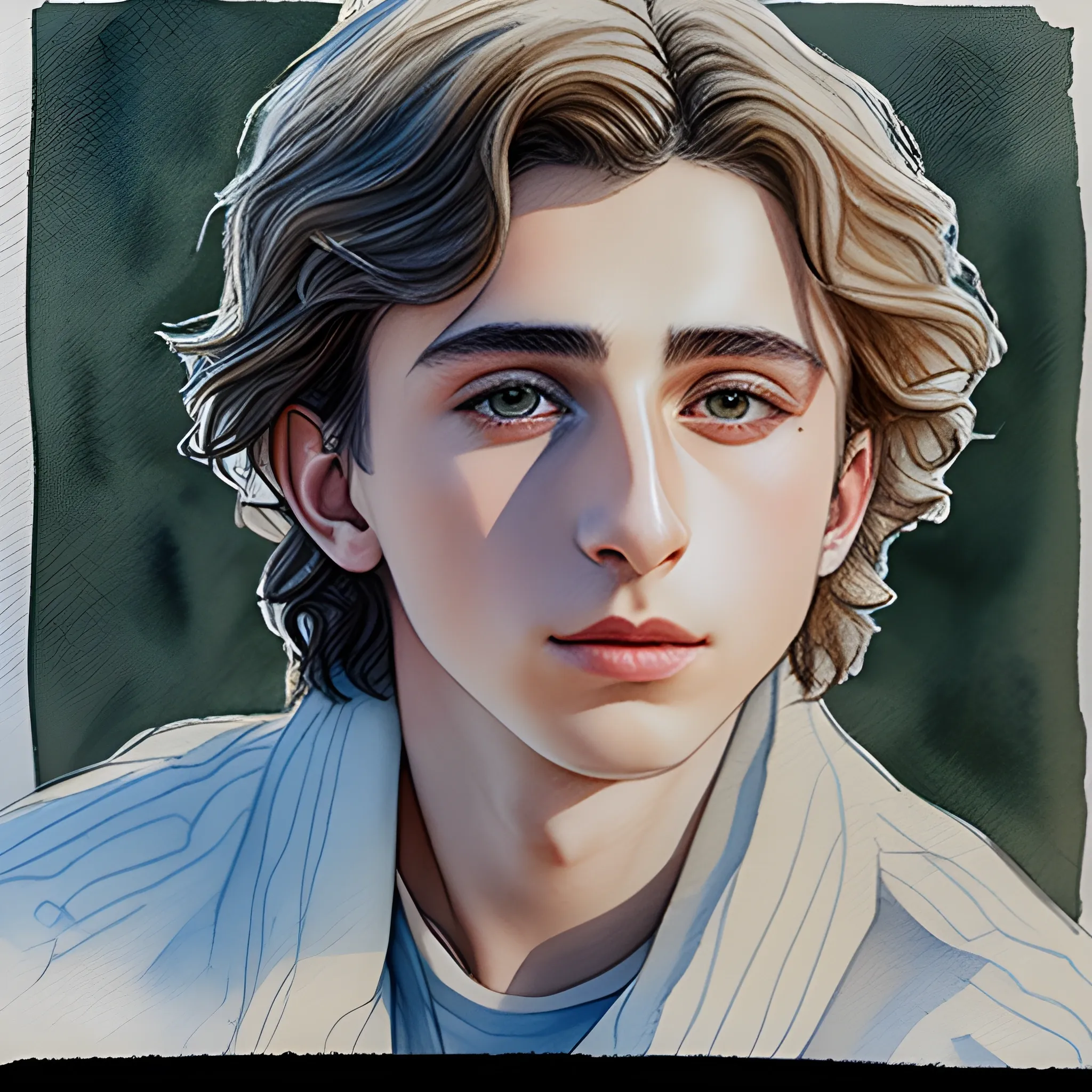 Nikolai Lantsov, based on Timothee Chalamet, Water Color, Pencil Sketch