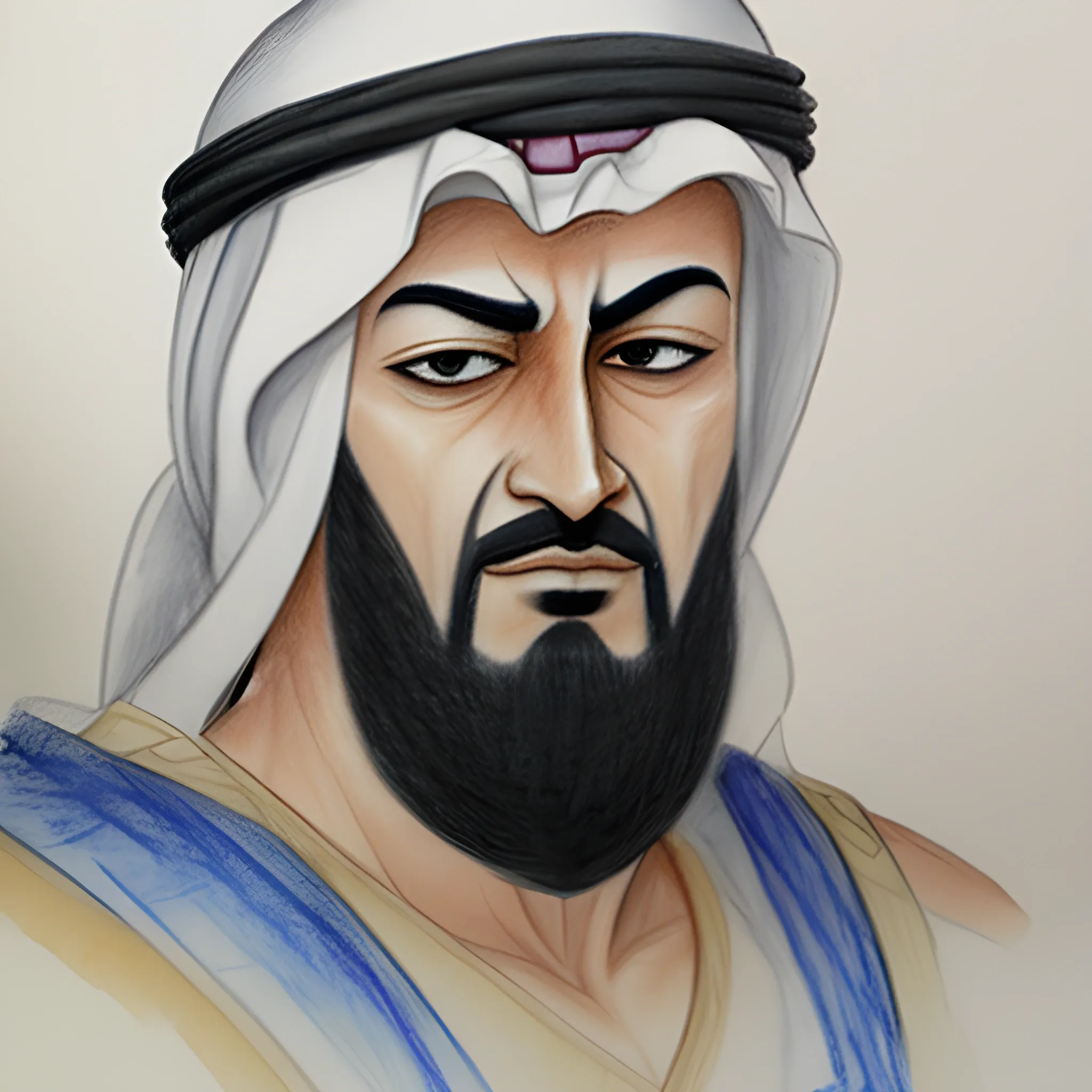 Shifty, Middle Eastern Sultan, Water Color, Pencil Sketch