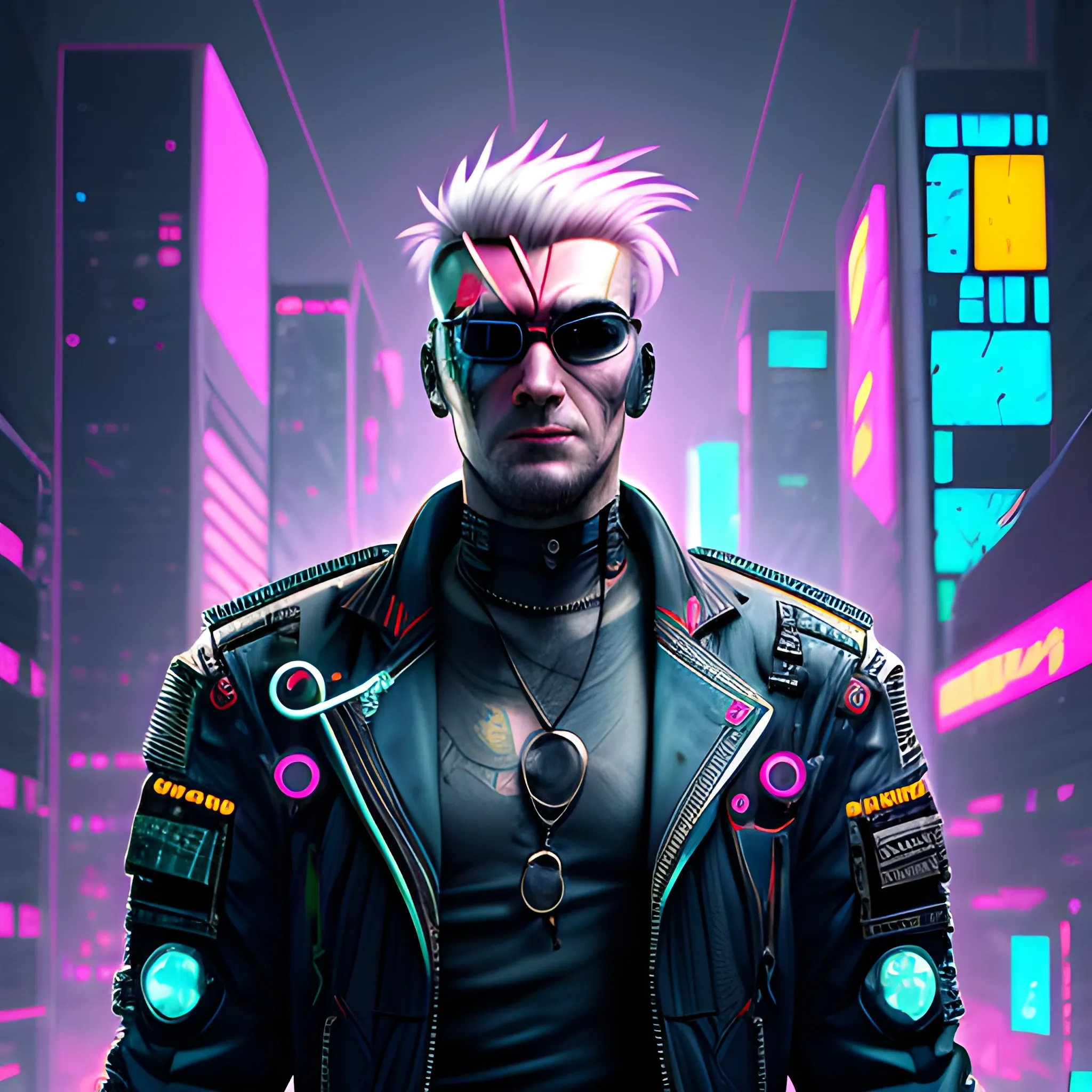 Cyberpunk mascular man
