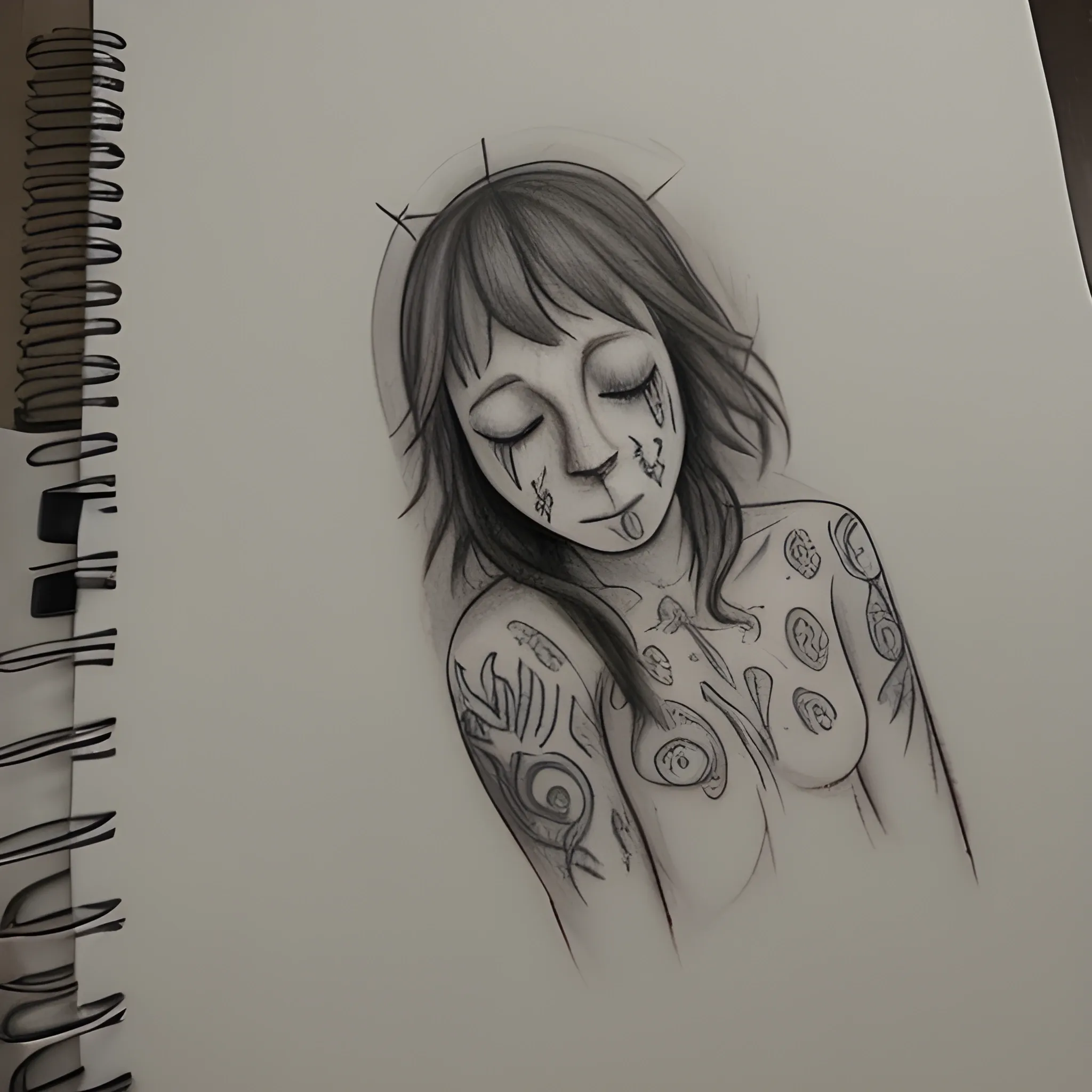 tattoo about depression or anxiety, Pencil Sketch