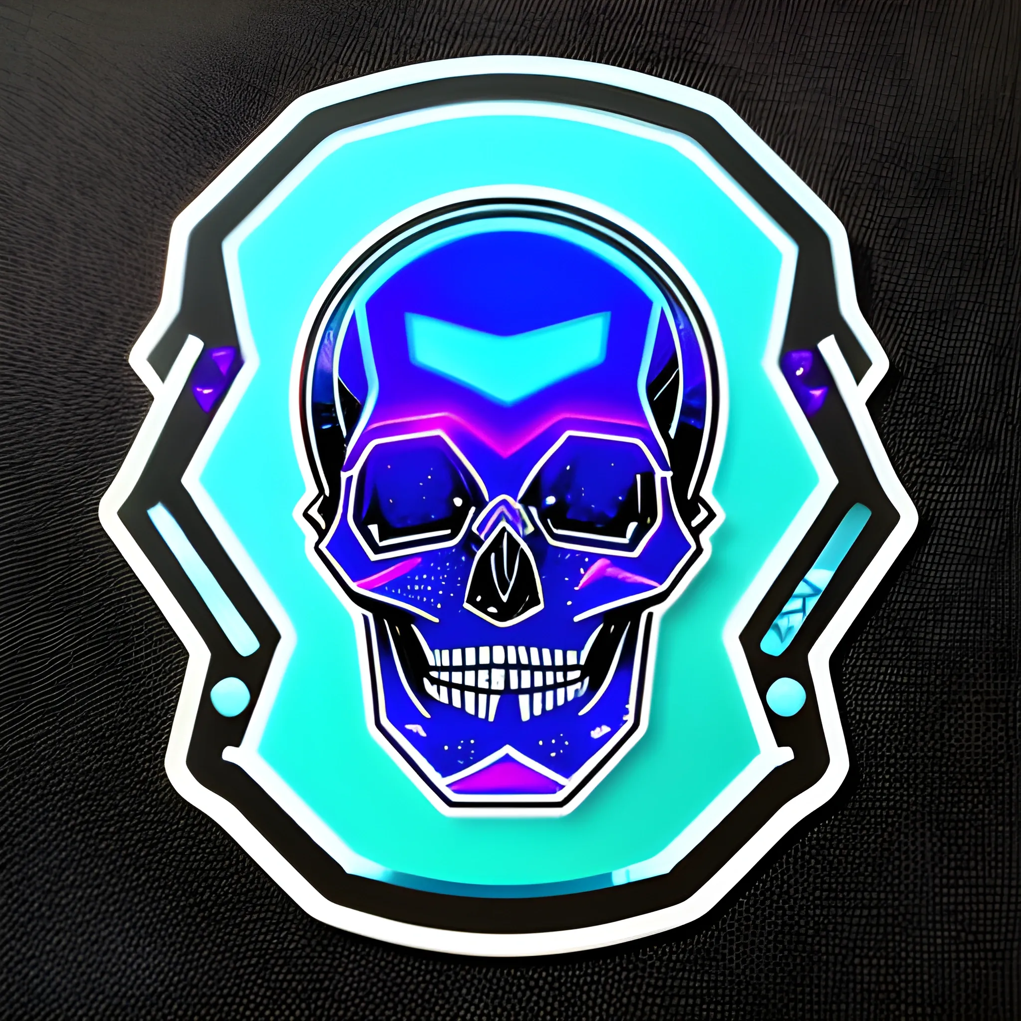 a sci-fi holographic sticker skull horror