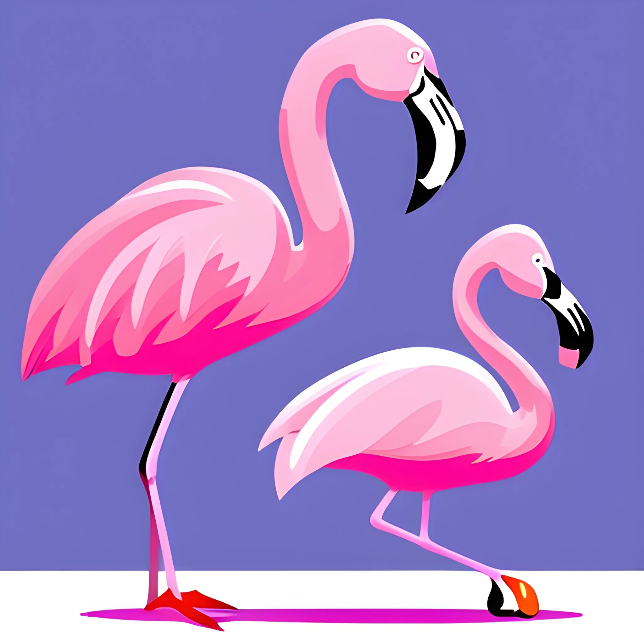 Draw a pink flamingo playing with another pink flamingo like a golf club
