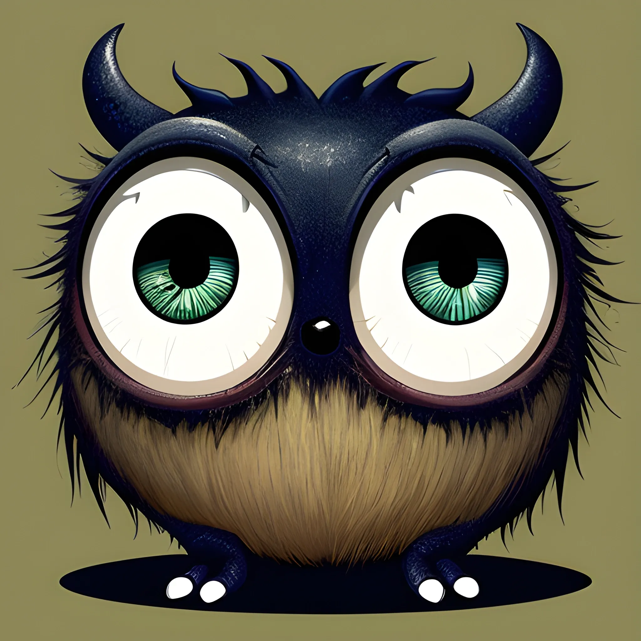 , Cartoon, monster, furry, short, big eyes 