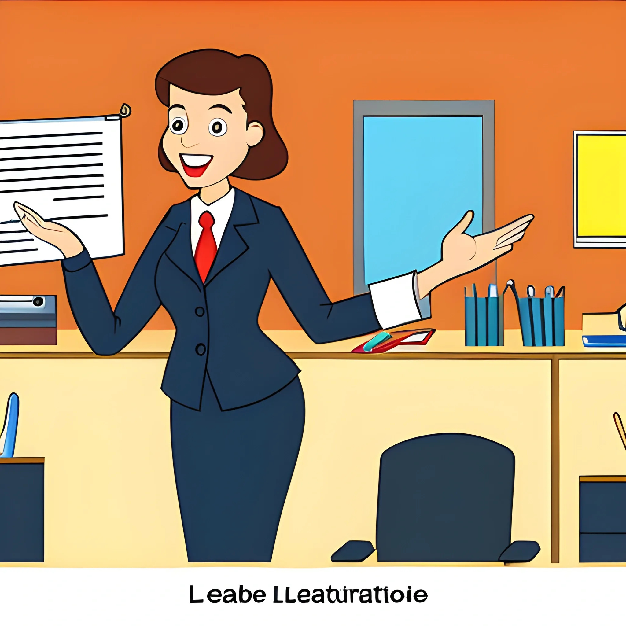 being a leader in an office scene, Cartoon, clip art