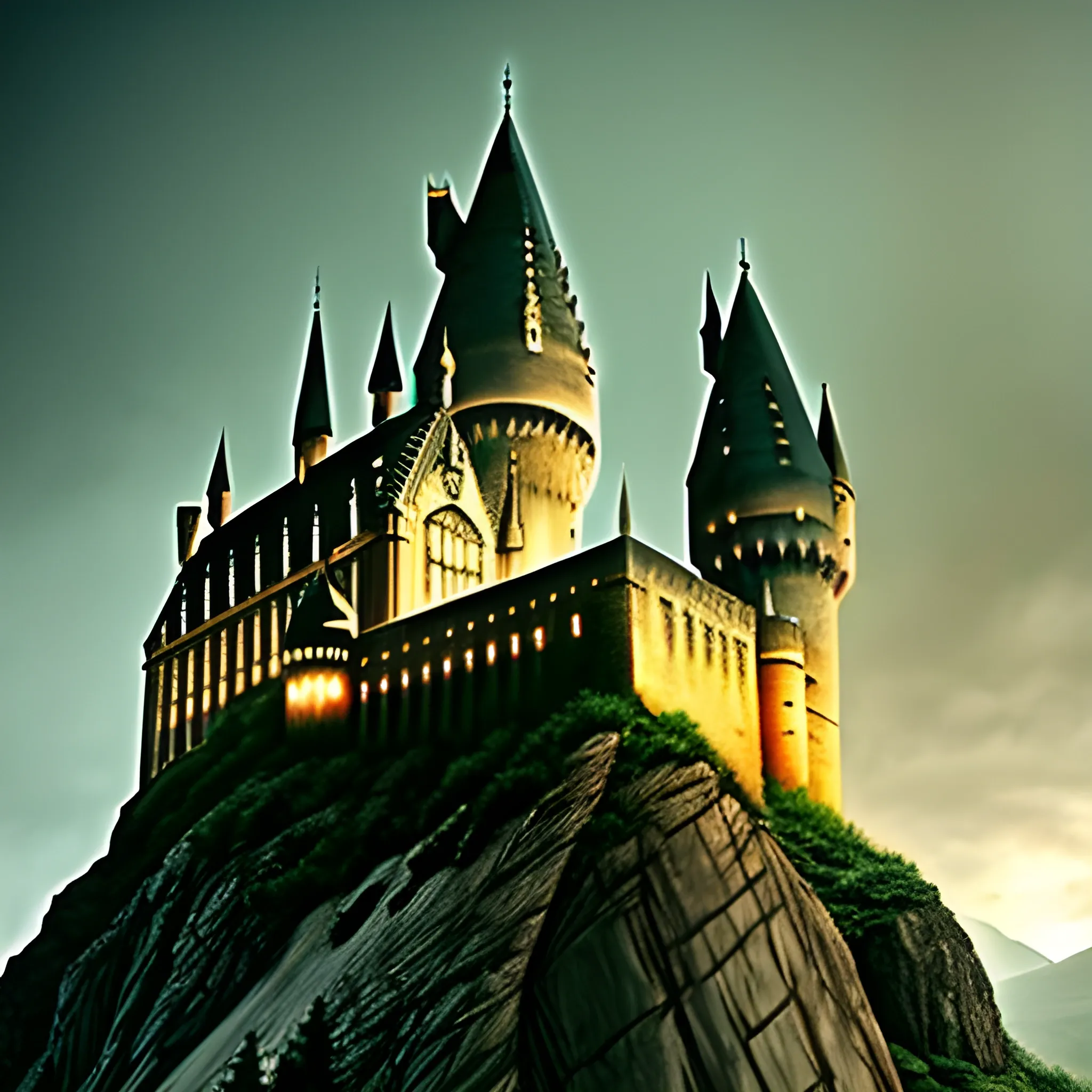 A castle in a harry potter style full of magic and rituals, the place looks like medieval time realy old.