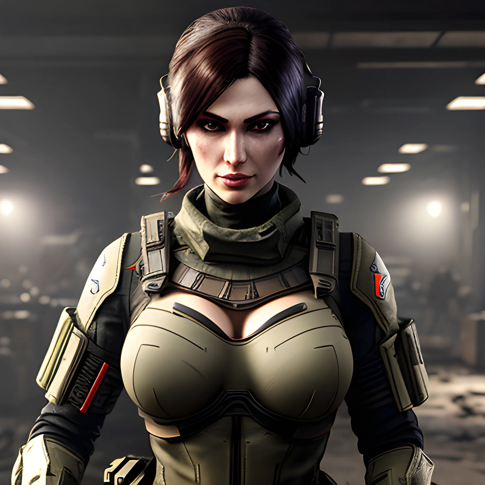 sexy gamer girl with call of duty cosplay, ultra realistic, 4k, detailed, warzone, gamer girl