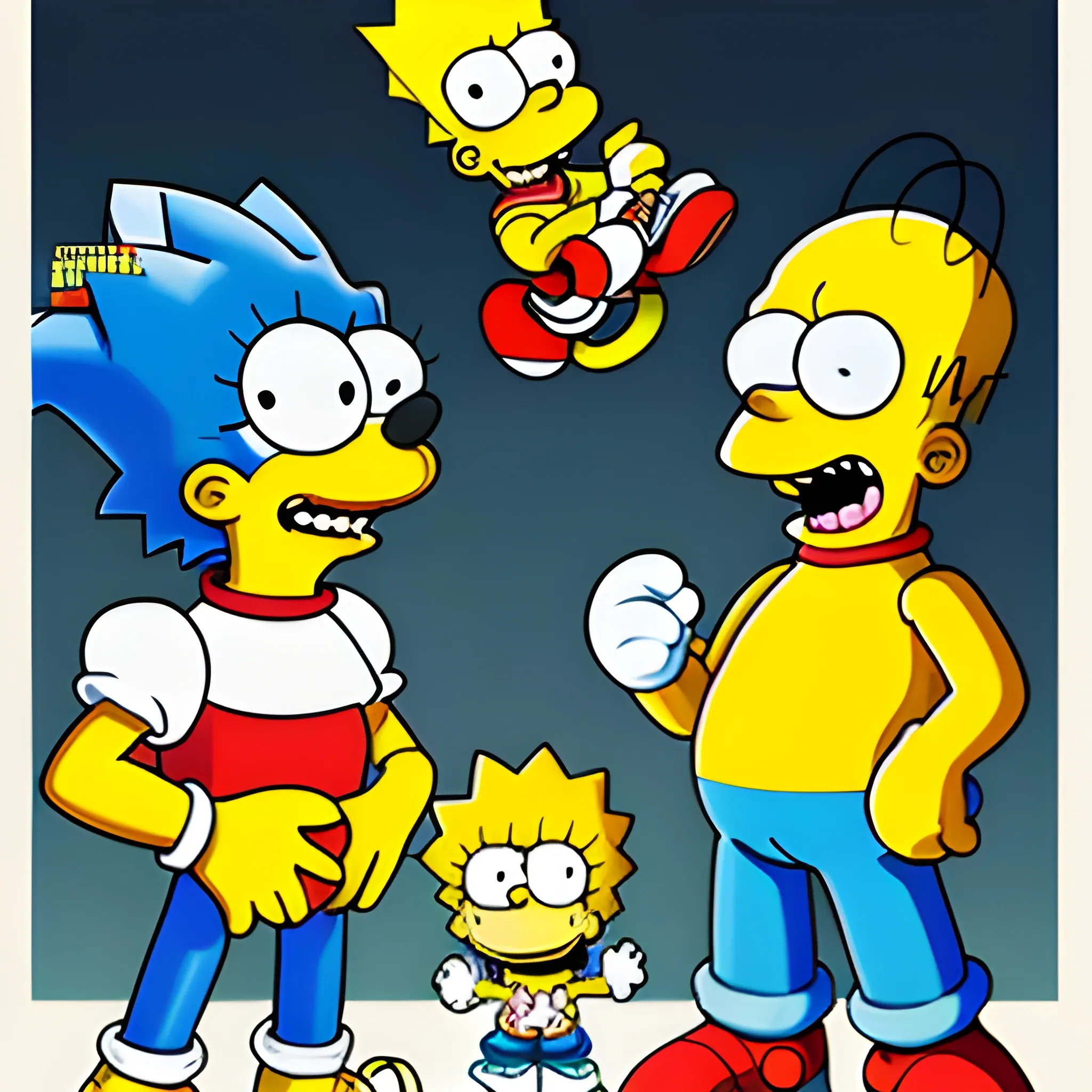 Cuphead Bart Simpson Sonic Mario Homer Simpson, Cartoon