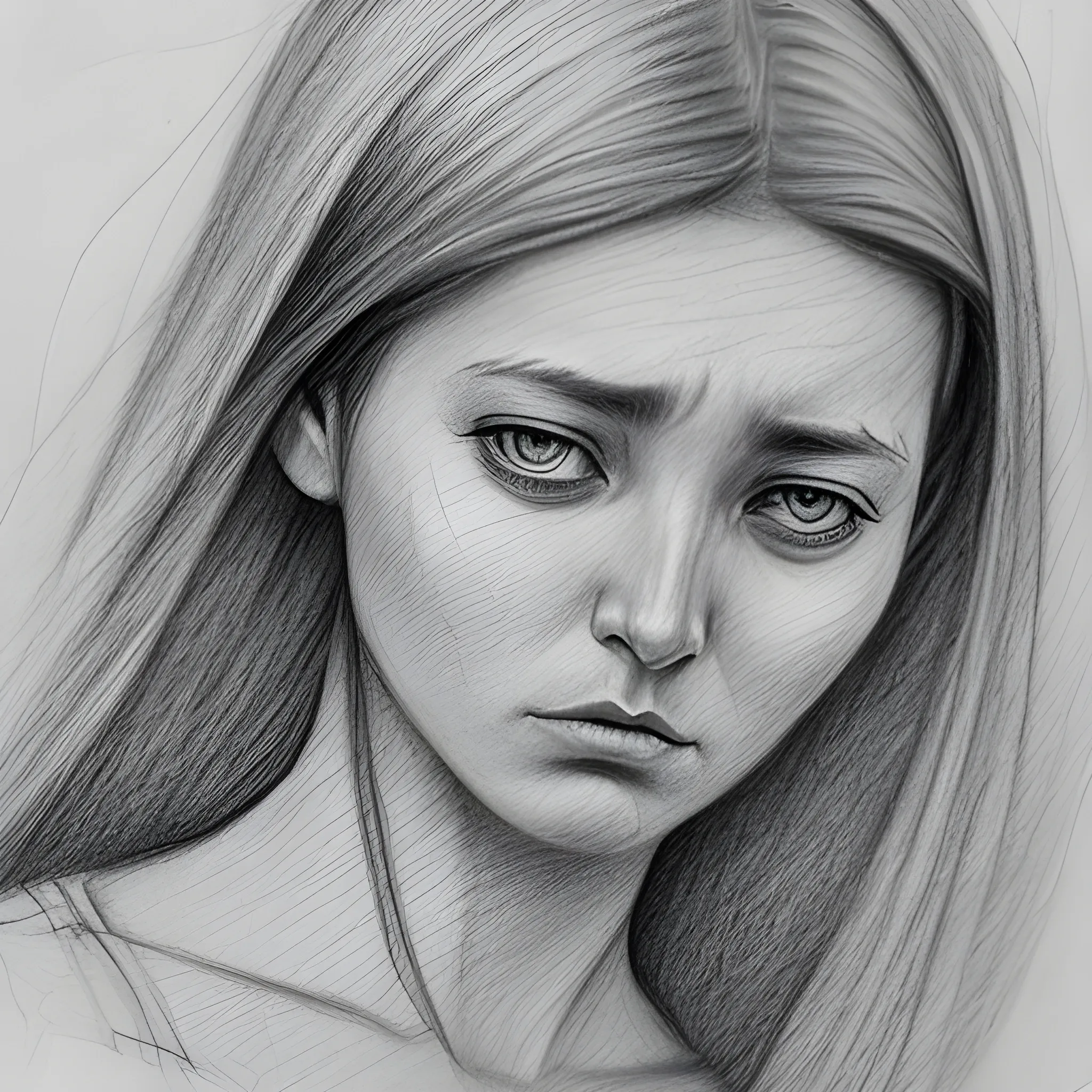 woman is tired, Pencil Sketch