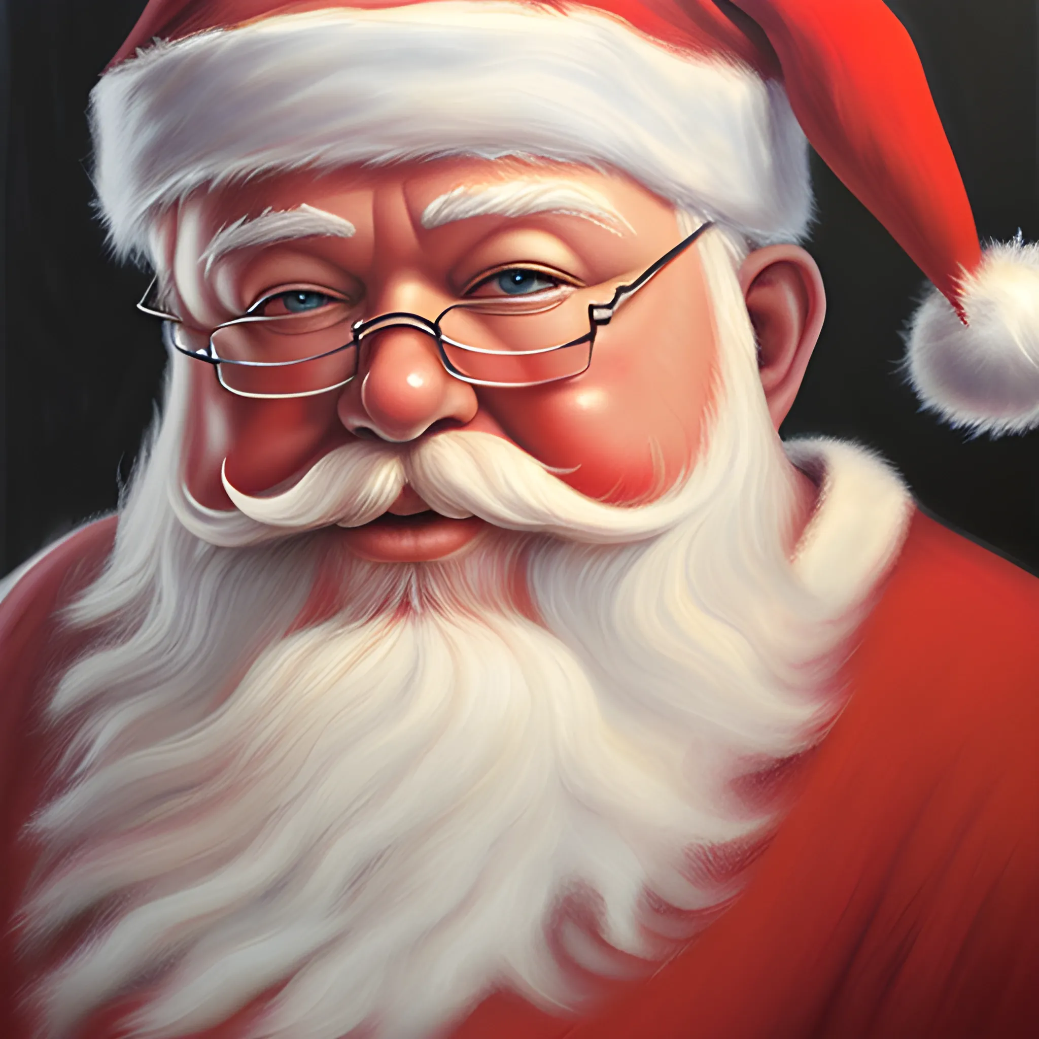 Santa, 3D, Oil Painting