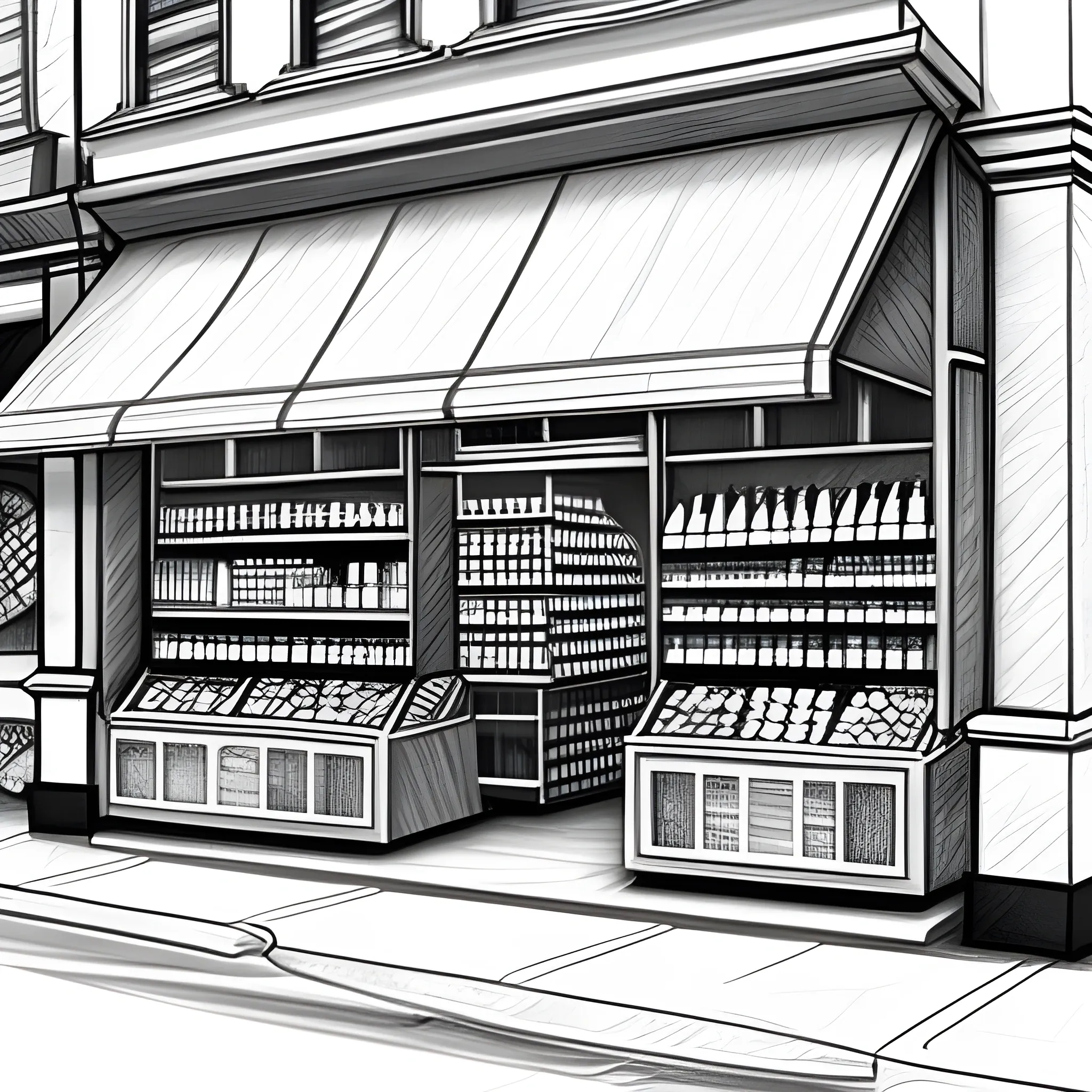 small food shop, Pencil Sketch