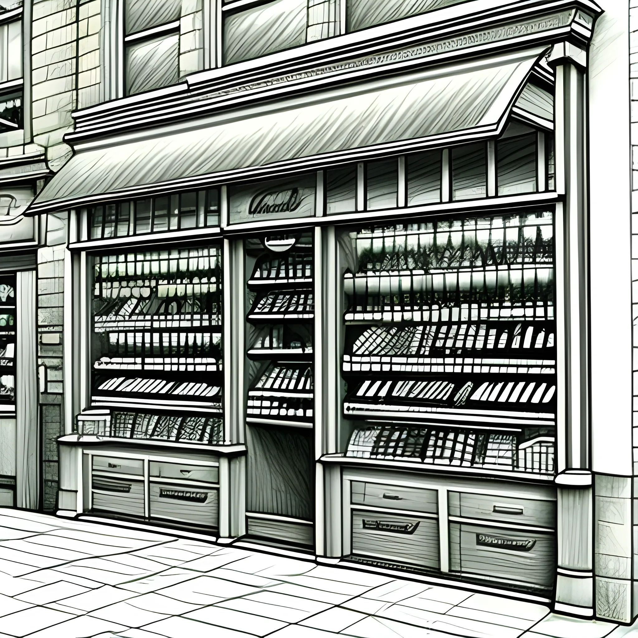 small old food shop, Pencil Sketch