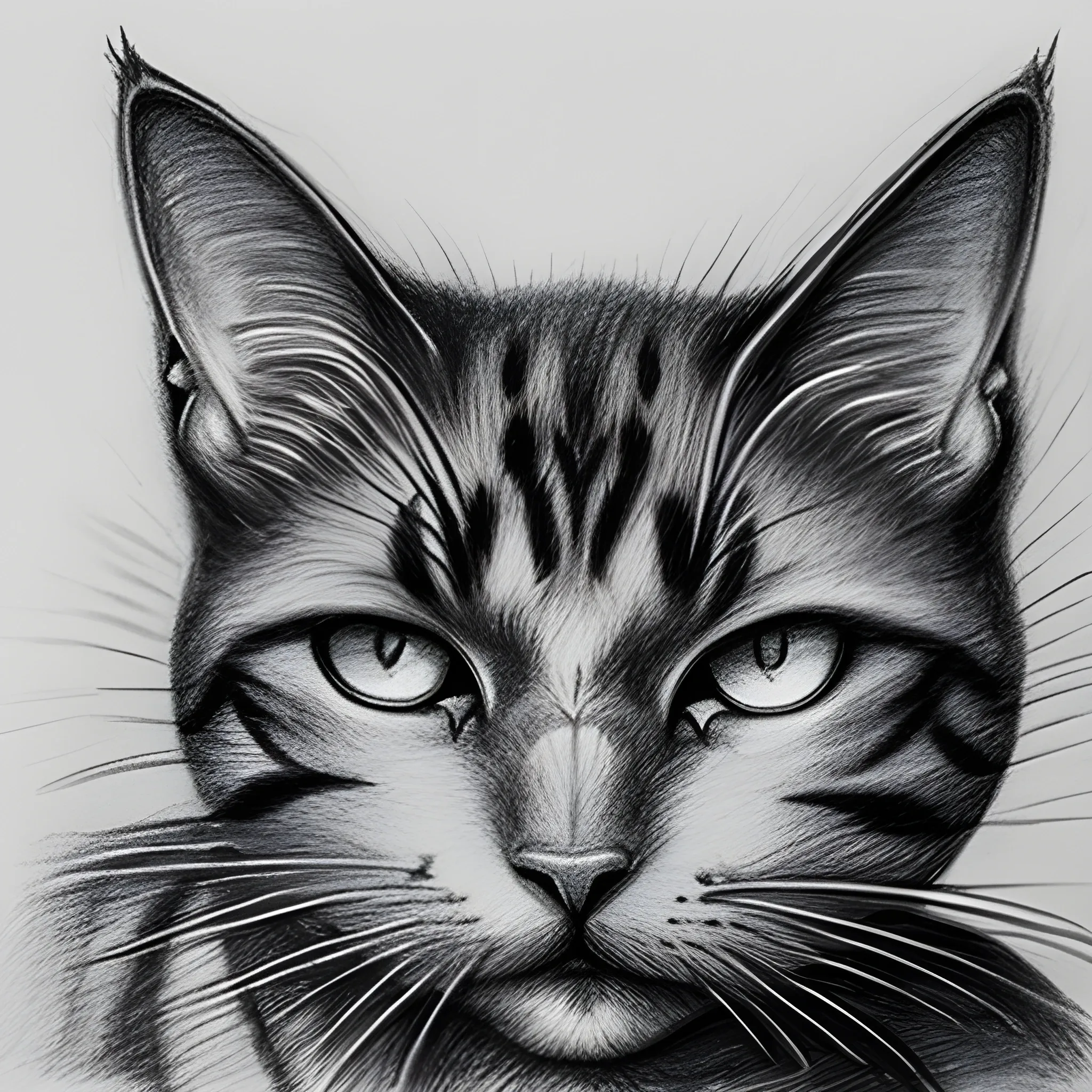 cat's eyes with fire inside, Pencil Sketch