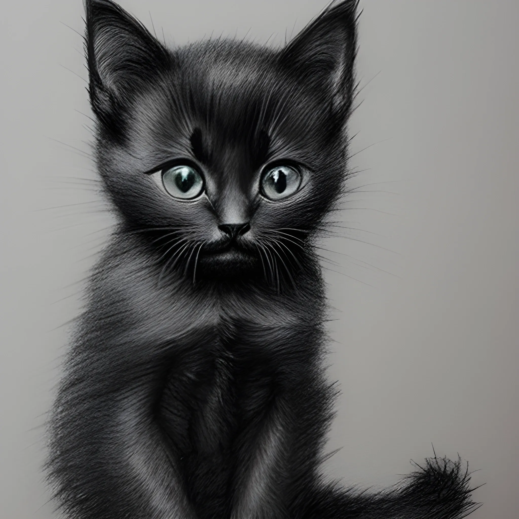 black kitten realized the power of his freedom , Pencil Sketch