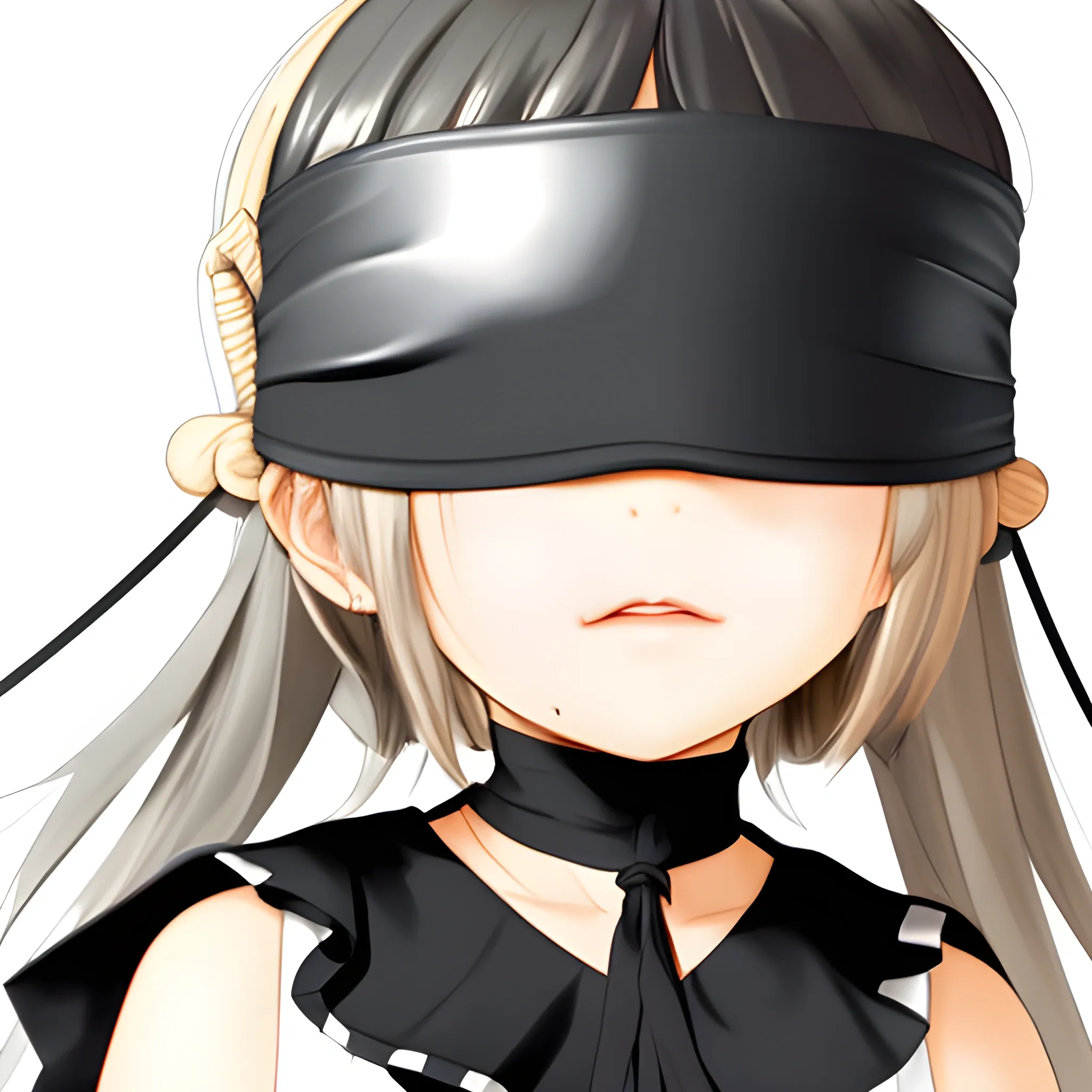 Loli, blindfolded,